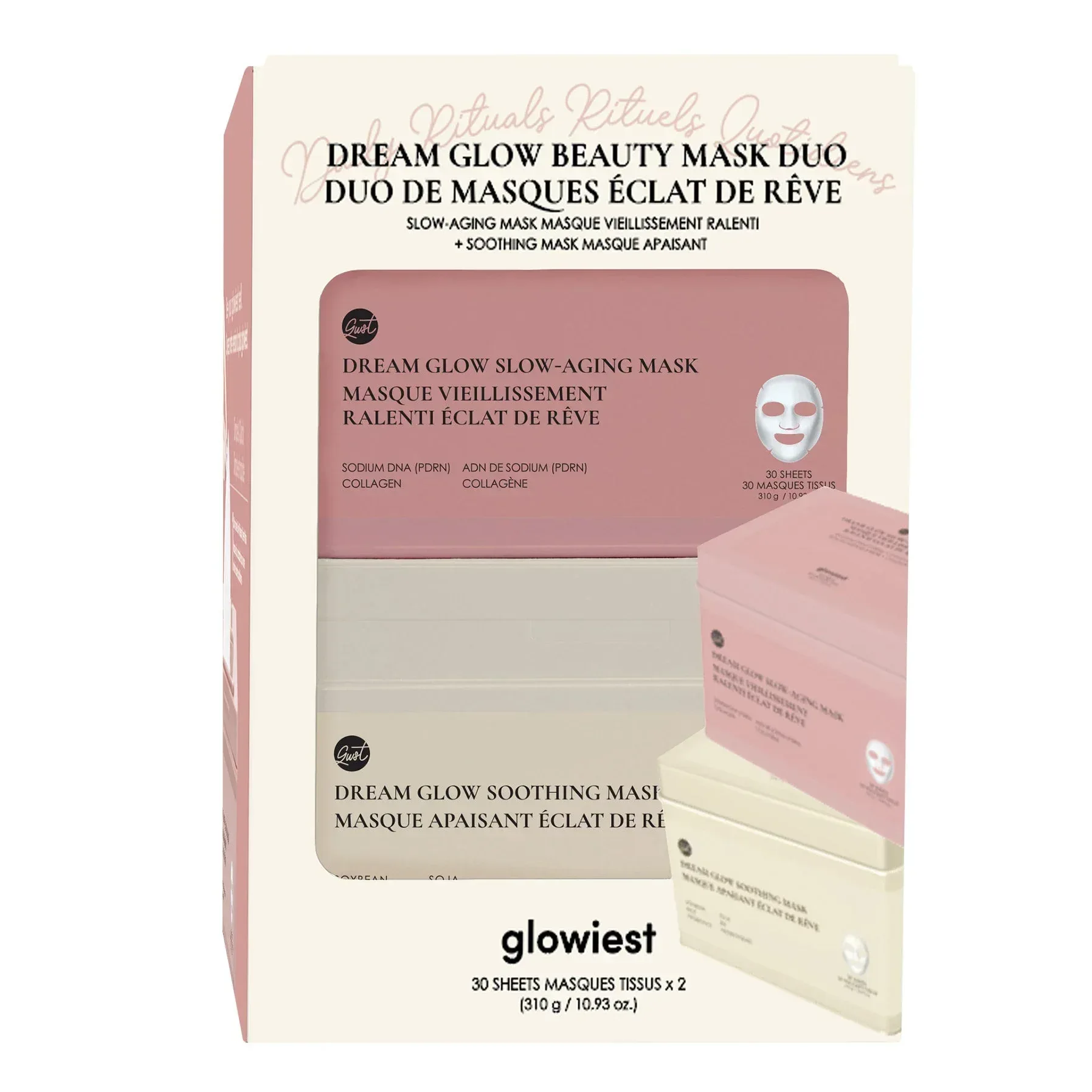 glowiest Dream Glow Daily Rituals Beauty Face Mask Set, 60-count