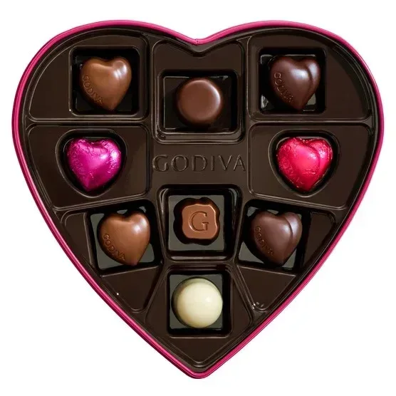 Godiva Goldmark Assorted Valentine's Day Heart Gift Tin, 9 Piece, 6 Pack - Image 2