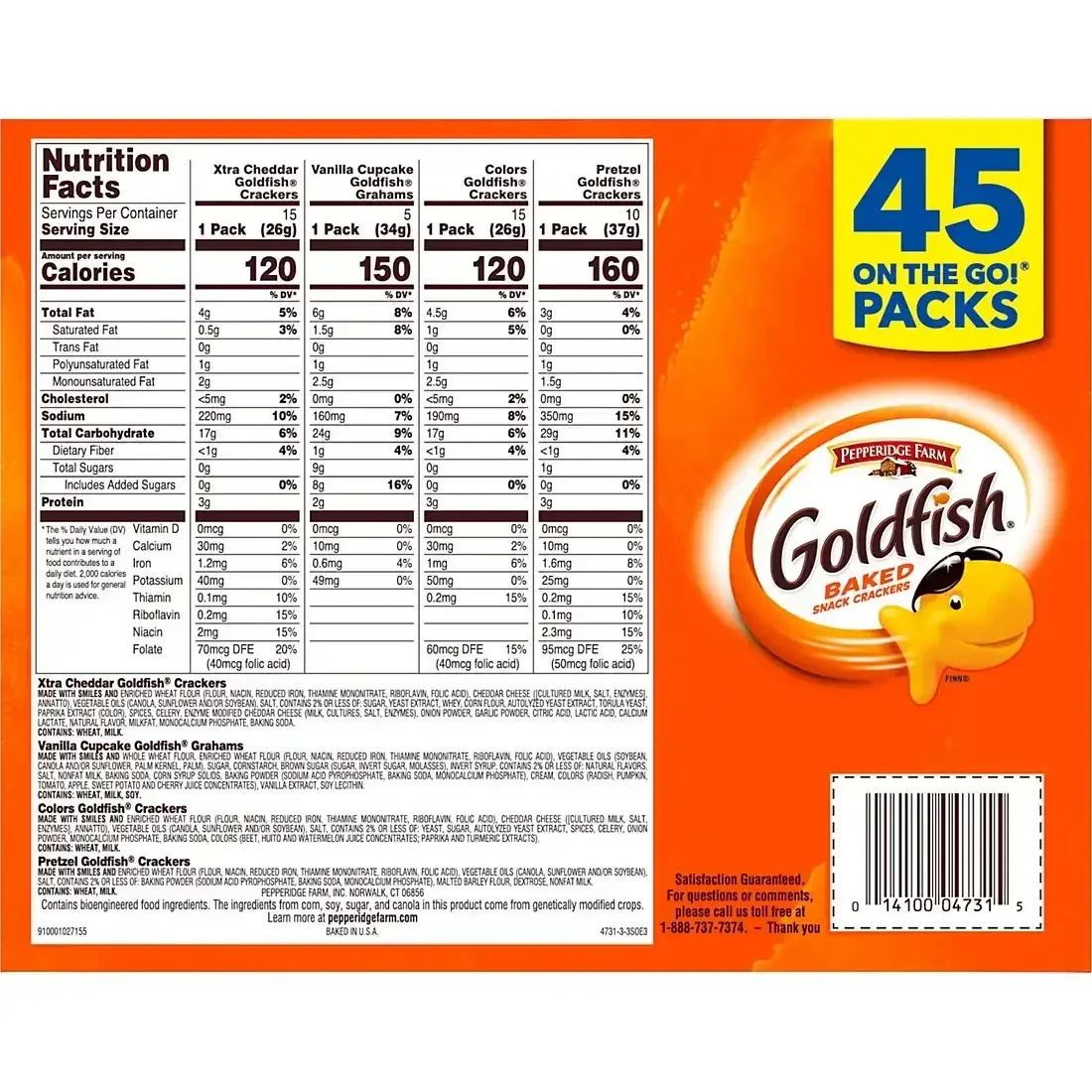 Goldfish Crackers Sweet & Savory Variety Pack Box, Single-Serve Snack Packs, 45 ct. - Image 2