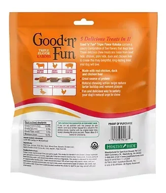 Good 'n' Fun Triple Flavor Kabobs Rawhide Dog Treats, 24 oz./36 ct. - Image 2