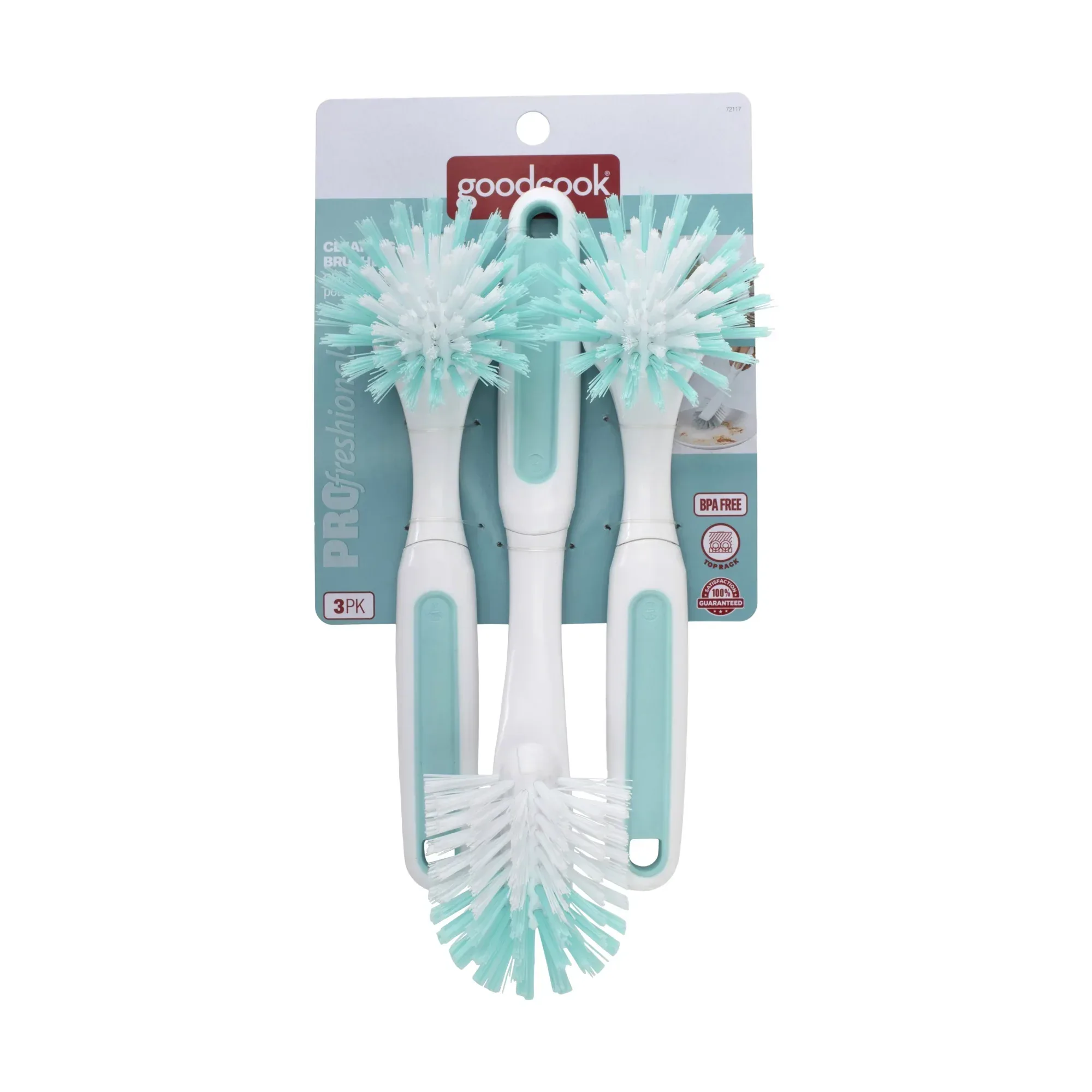 GoodCook PROfreshionals 3-Piece BPA-Free Kitchen Dish Brush Set, Teal - Image 5