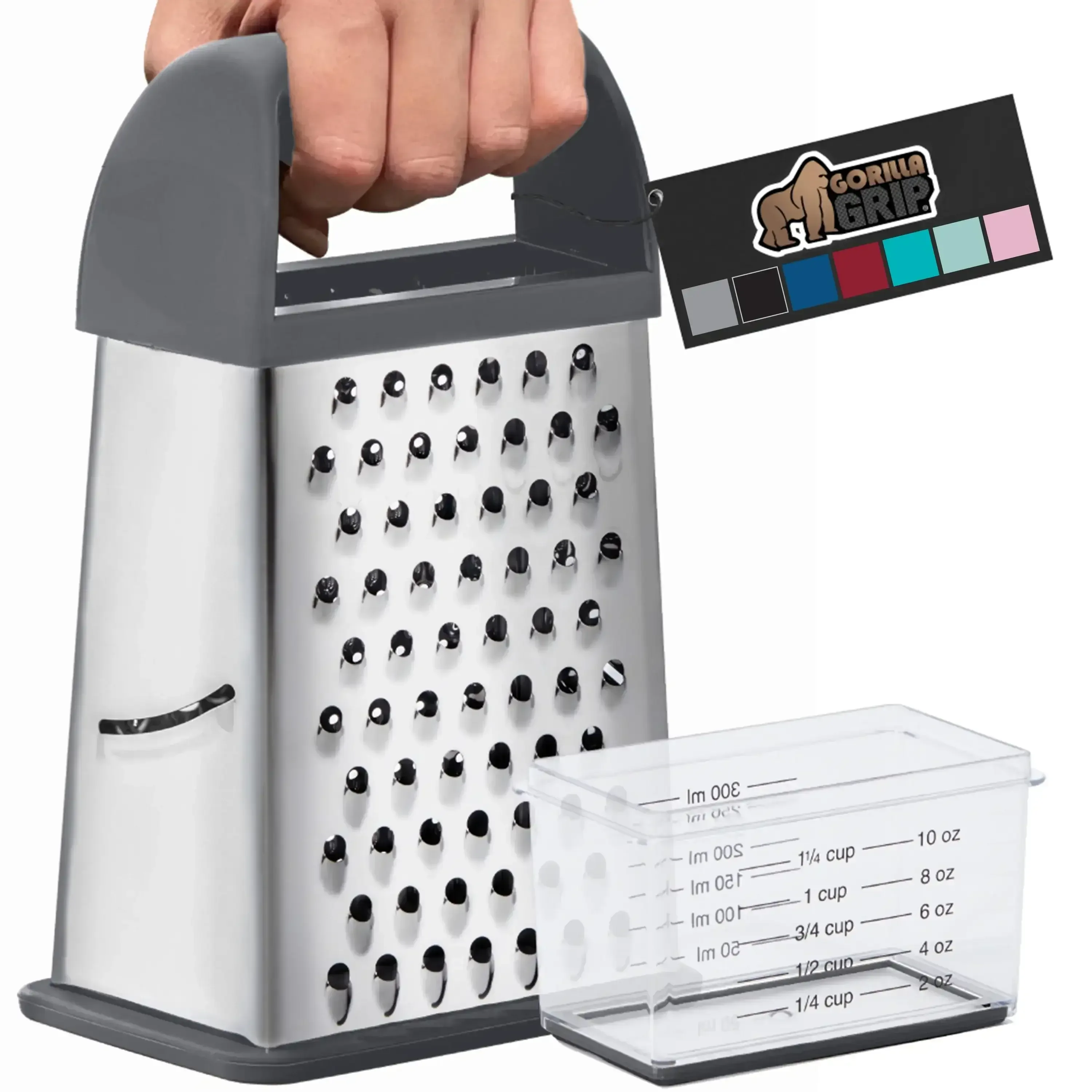 GORILLA GRIP Cheese Grater, BPA Free Stainless Steel Box Graters, Cheeses and Veggie Shredder - Image 10