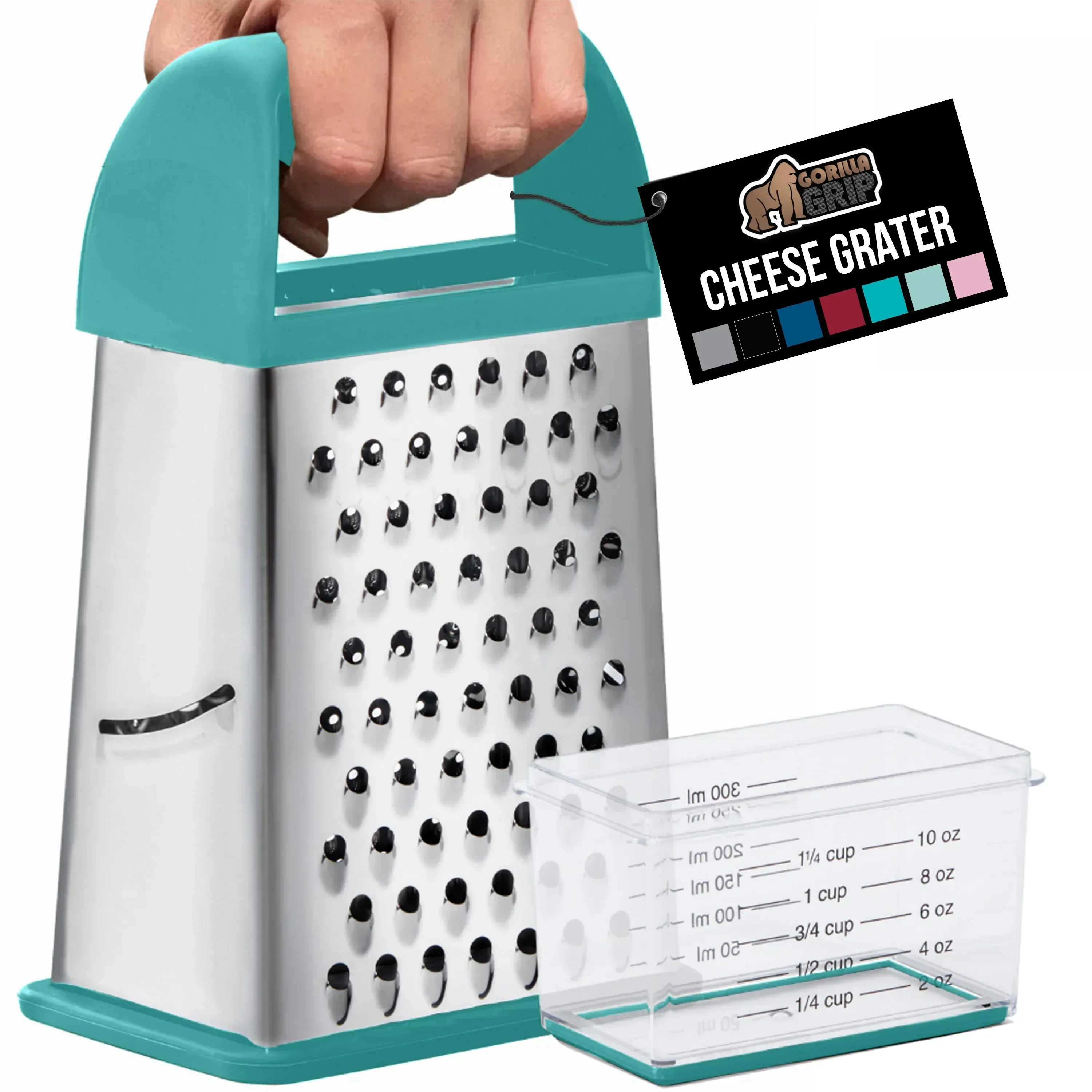 GORILLA GRIP Cheese Grater, BPA Free Stainless Steel Box Graters, Cheeses and Veggie Shredder - Image 46