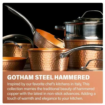 Gotham Steel Hammered Pots and Pans Set Nonstick Ceramic Cookware Set 15pc - Image 2