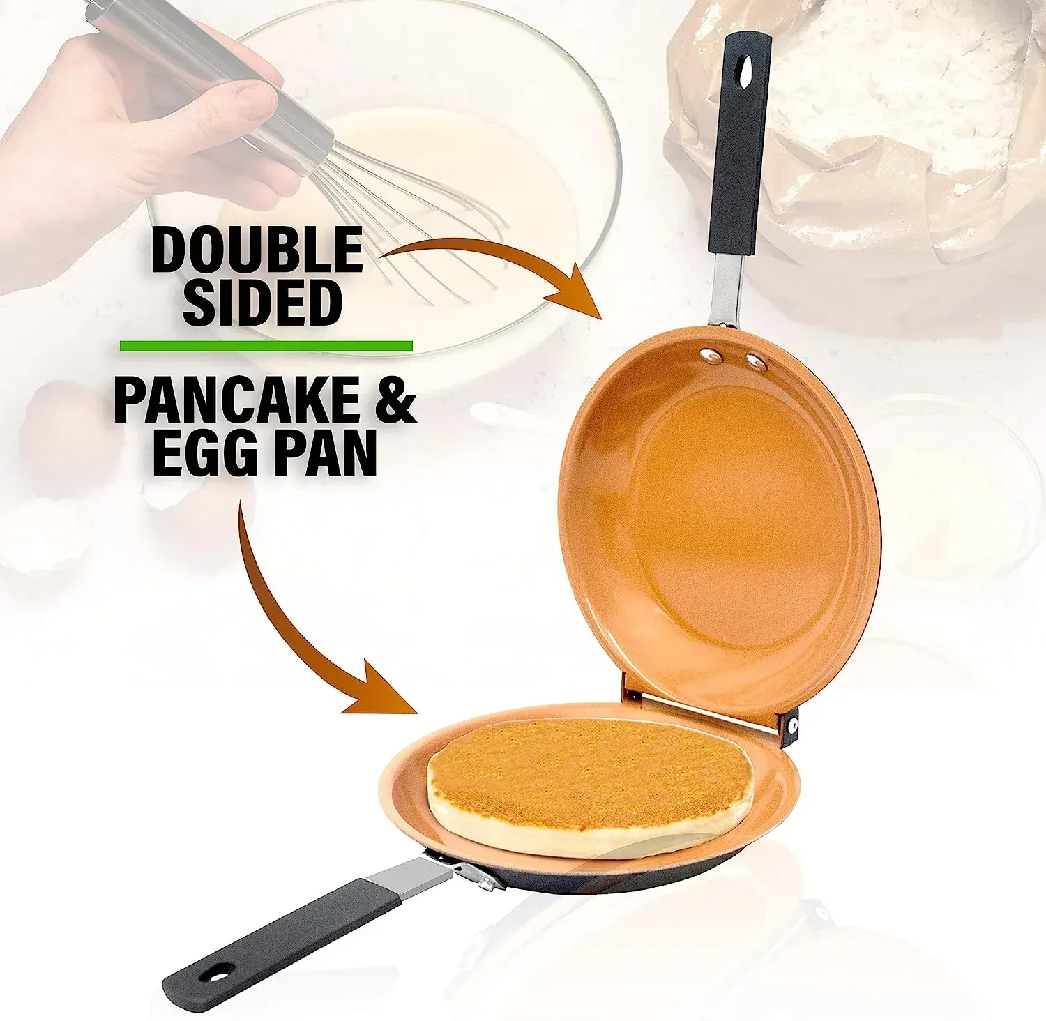 Gotham Steel Mini Pancake Maker Double Sided Pan, Ceramic Double Sided Pan Nonstick, Easy to Flip Pancake Pan, Griddle Pan for Perfect Fluffy Pancakes, Omelette Maker, Pancake Bonanza As Seen on TV - Image 2