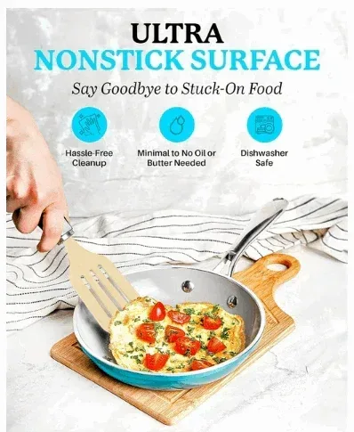 Gotham Steel Nonstick Fry Pan Ceramic 100% PFOA Free Frying Pan Blue 12" - Image 2