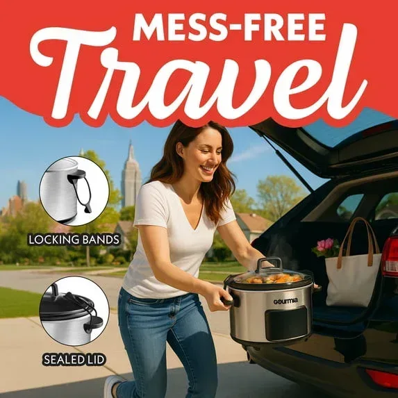 Gourmia 4.5 QT Programmable Slow Cooker, 5 Presets, Keep Warm, White - Image 5