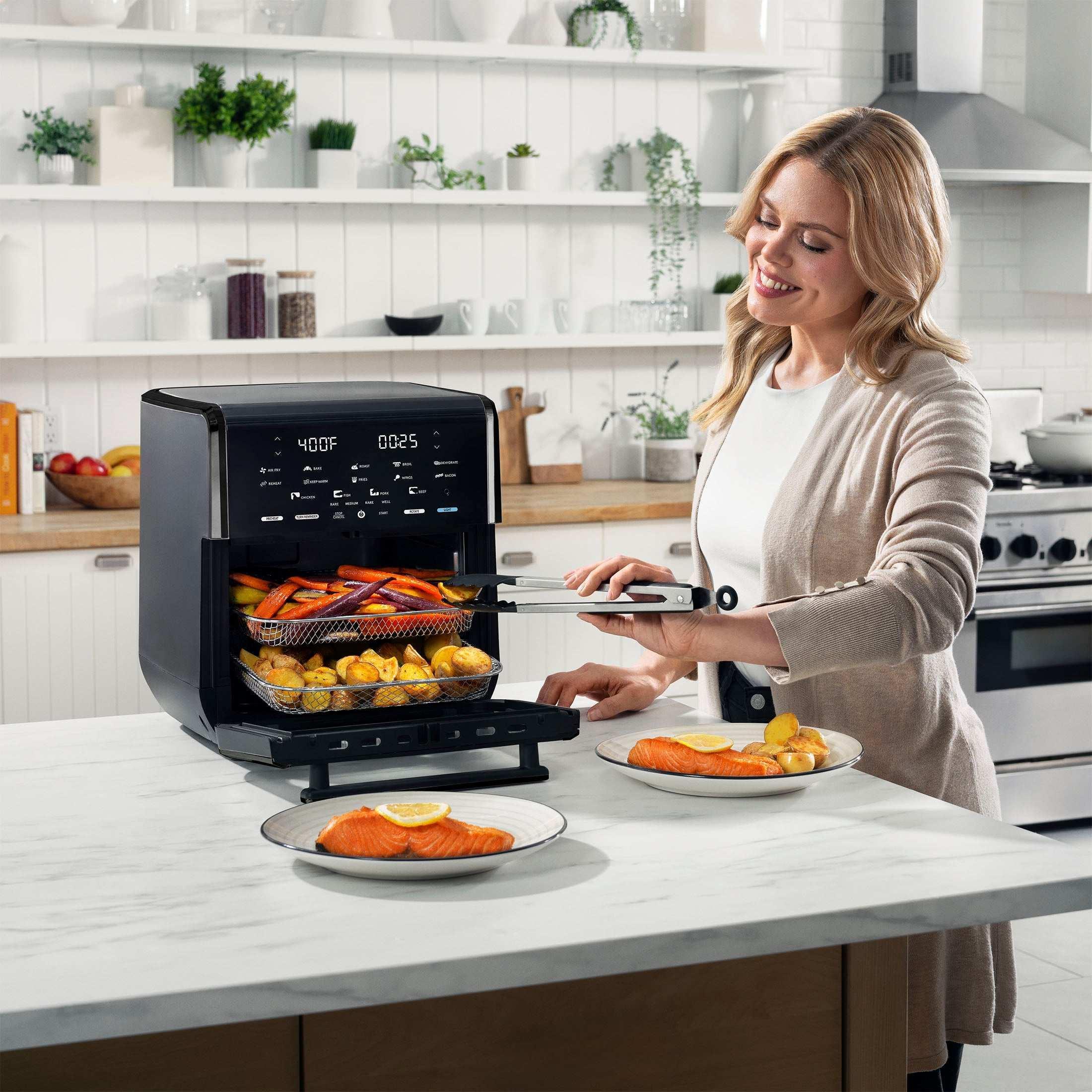 Gourmia All-in-One 14-Quart Air Fryer, Oven, Rotisserie, Dehydrator with Temperature Probe, Stainless Steel - Image 4