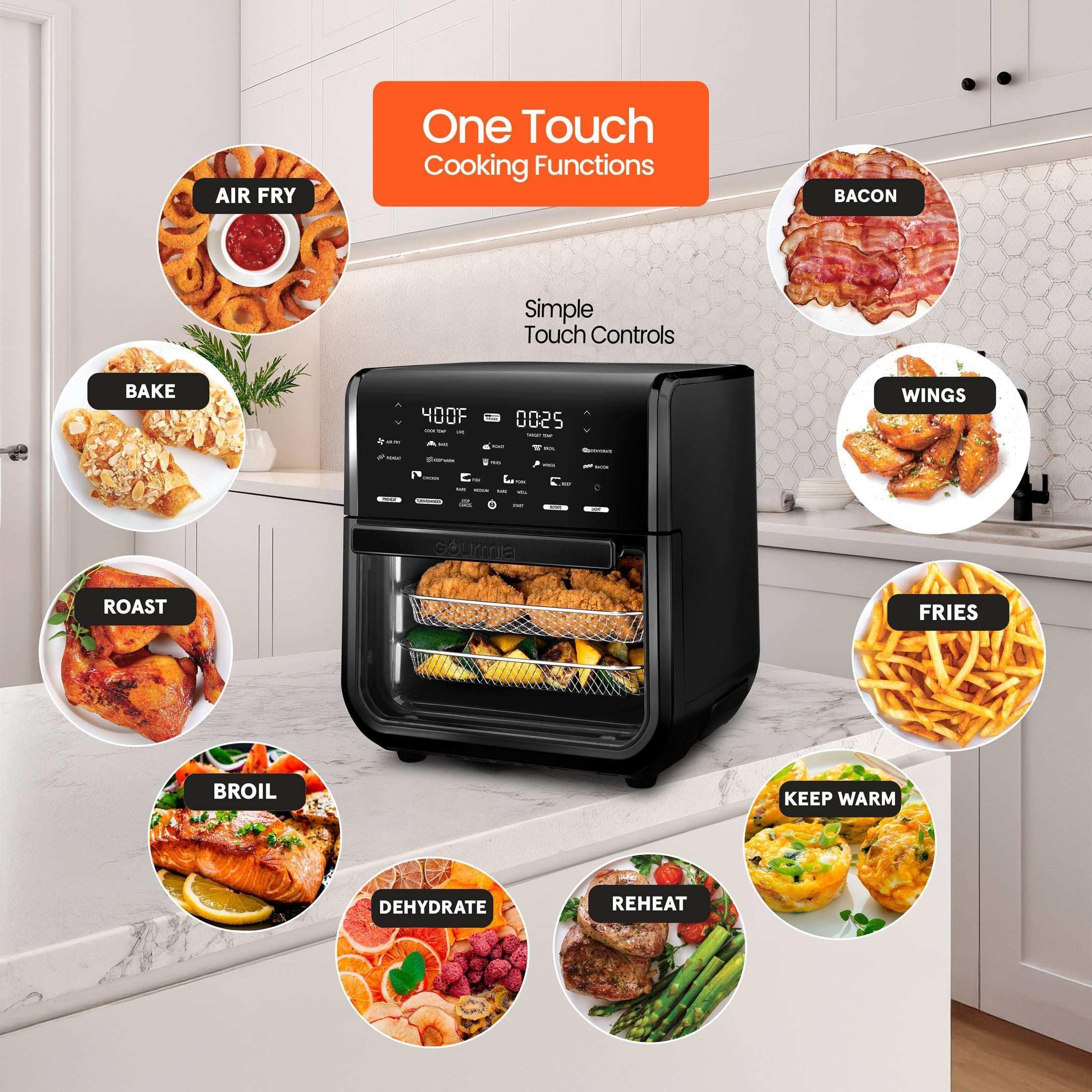 Gourmia All-in-One 14-Quart Air Fryer, Oven, Rotisserie, Dehydrator with Temperature Probe, Stainless Steel - Image 6