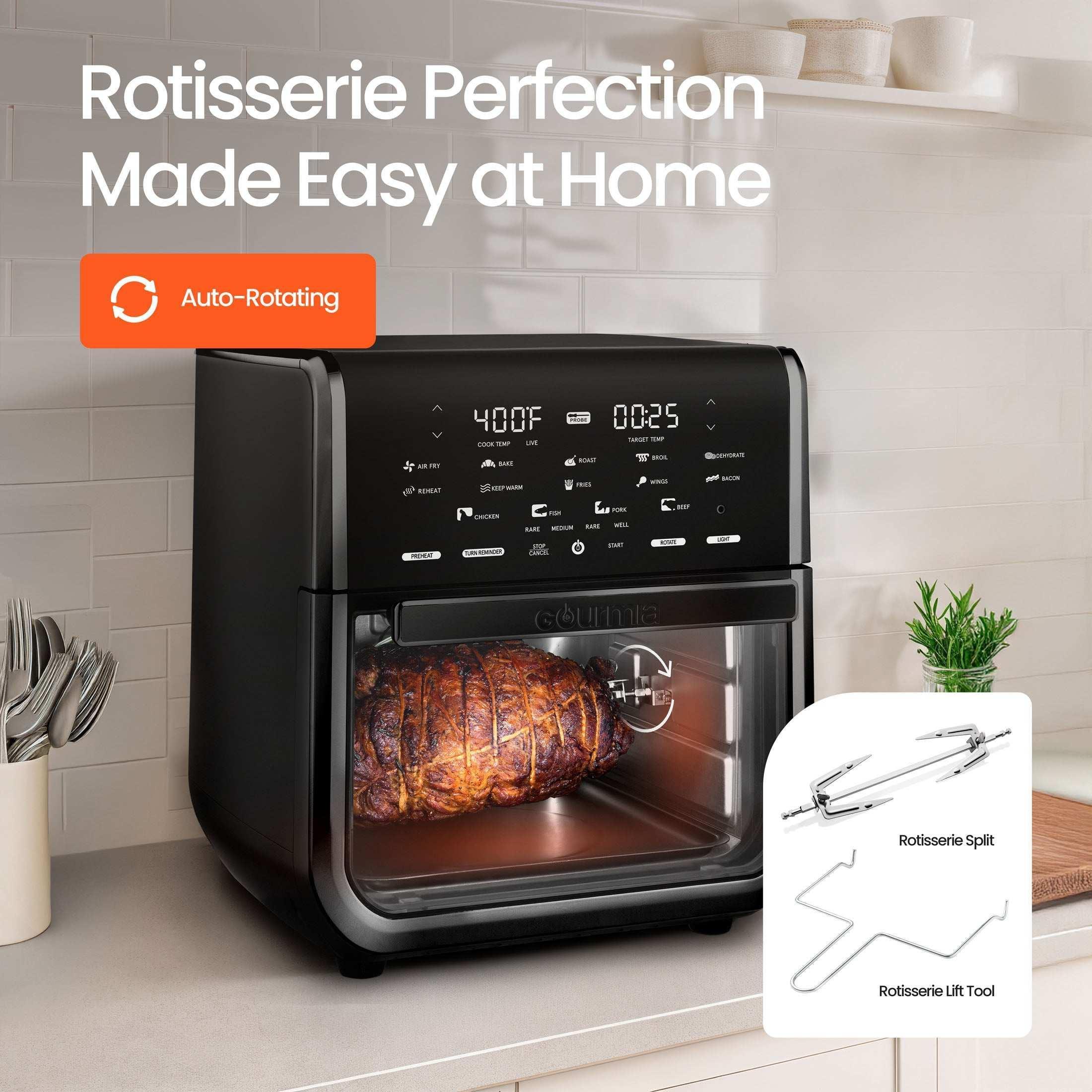 Gourmia All-in-One 14-Quart Air Fryer, Oven, Rotisserie, Dehydrator with Temperature Probe, Stainless Steel - Image 8