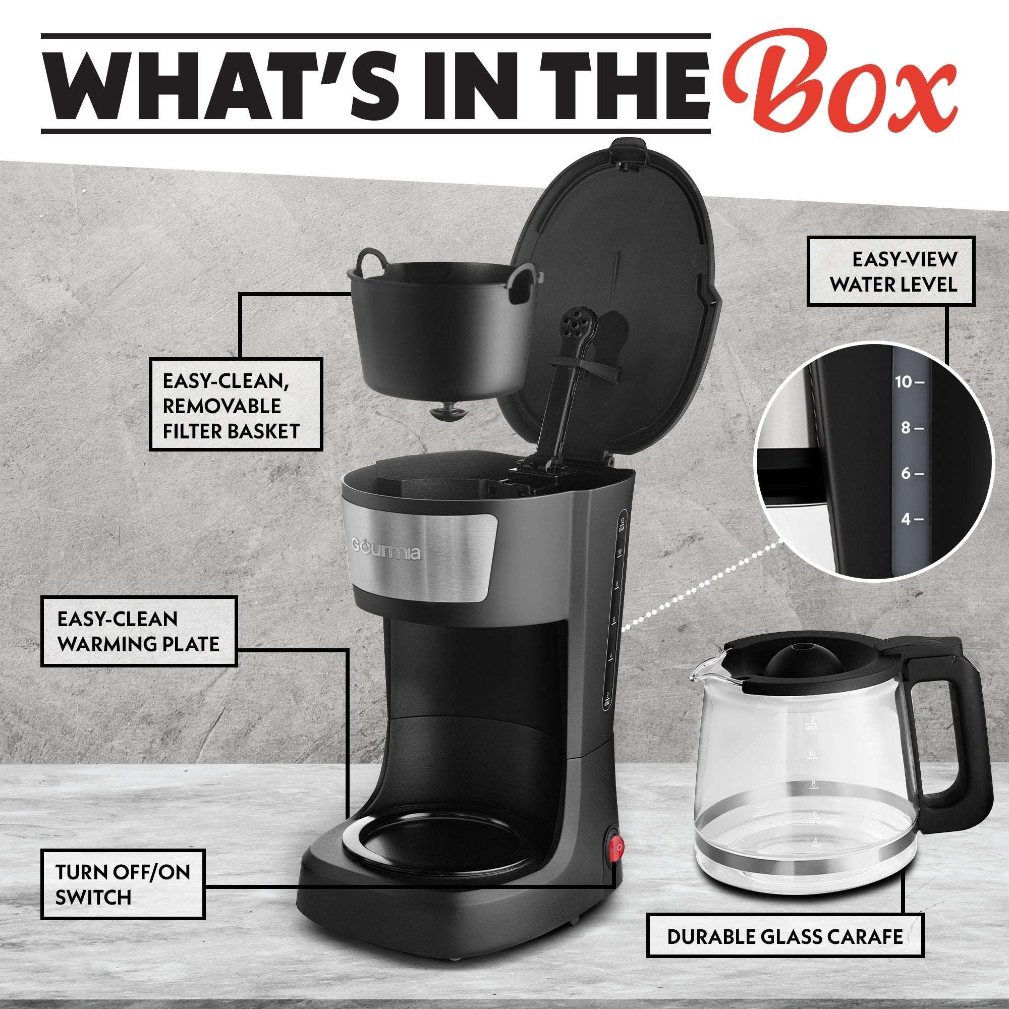 Gourmia One-Touch Coffee Maker 12 Cup with Pause & Serve, Auto Keep Warm, Black - Image 6
