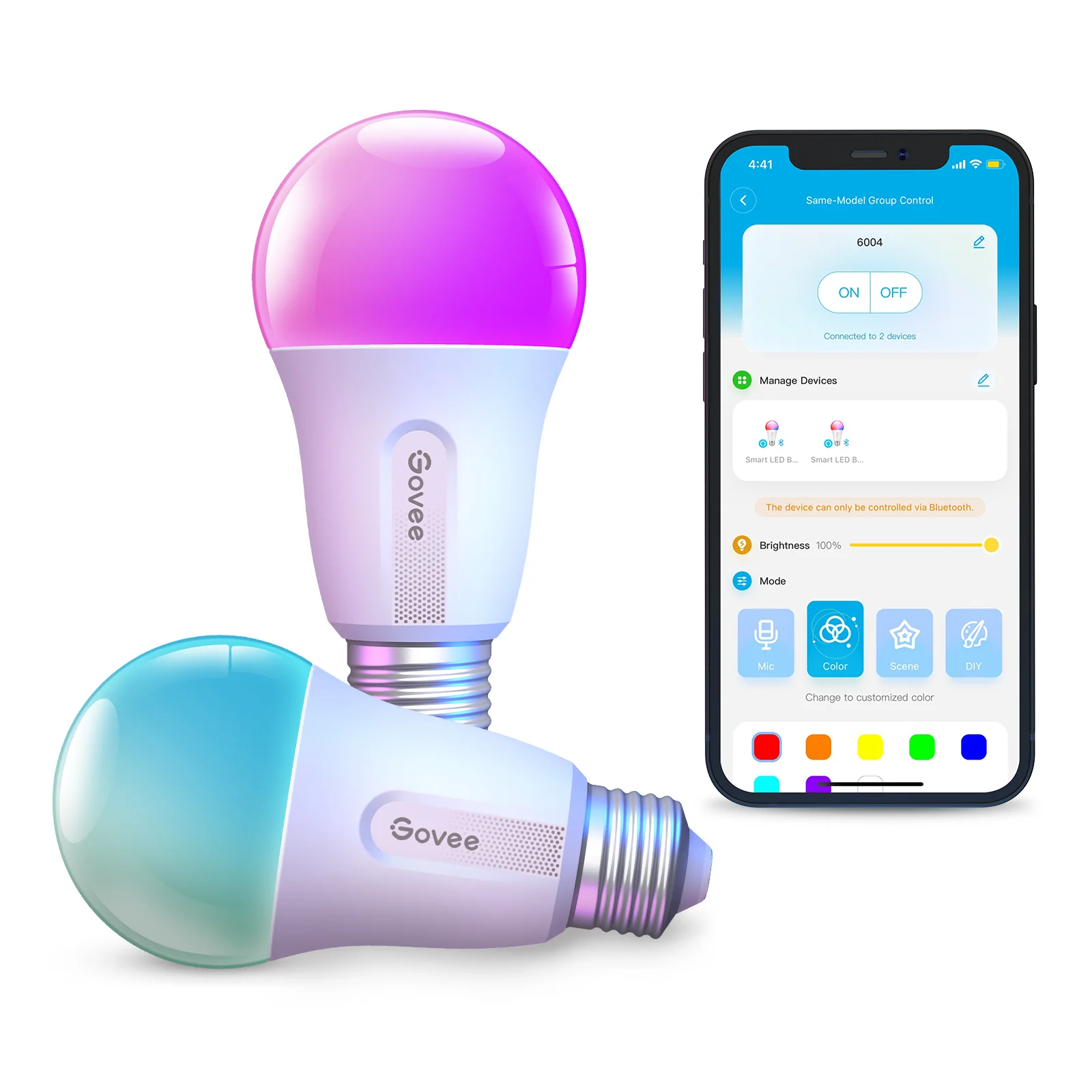 Govee Smart LED Bulbs A19 800LM, 9W RGBWW Color-Changing Light Bulbs, E26 Base, 2-Pack, WiFi + Bluetooth - Image 3