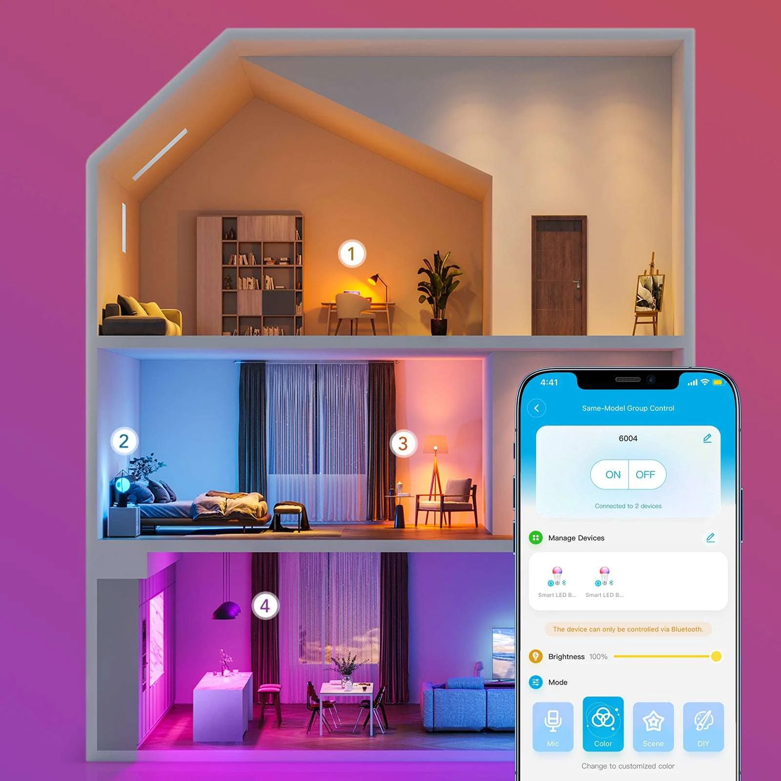 Govee Smart LED Bulbs A19 800LM, 9W RGBWW Color-Changing Light Bulbs, E26 Base, 2-Pack, WiFi + Bluetooth - Image 5