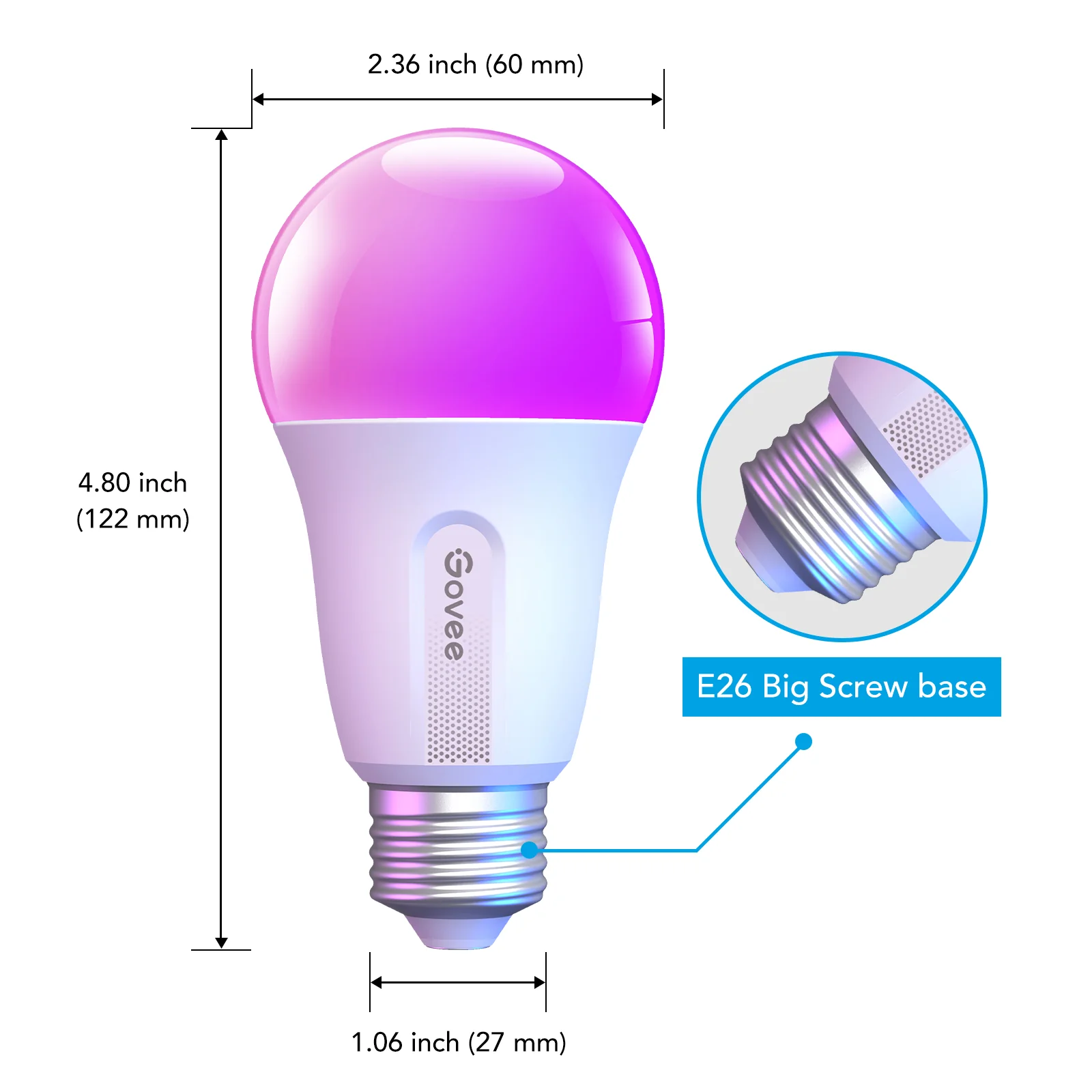 Govee Smart LED Bulbs A19 800LM, 9W RGBWW Color-Changing Light Bulbs, E26 Base, 2-Pack, WiFi + Bluetooth - Image 7