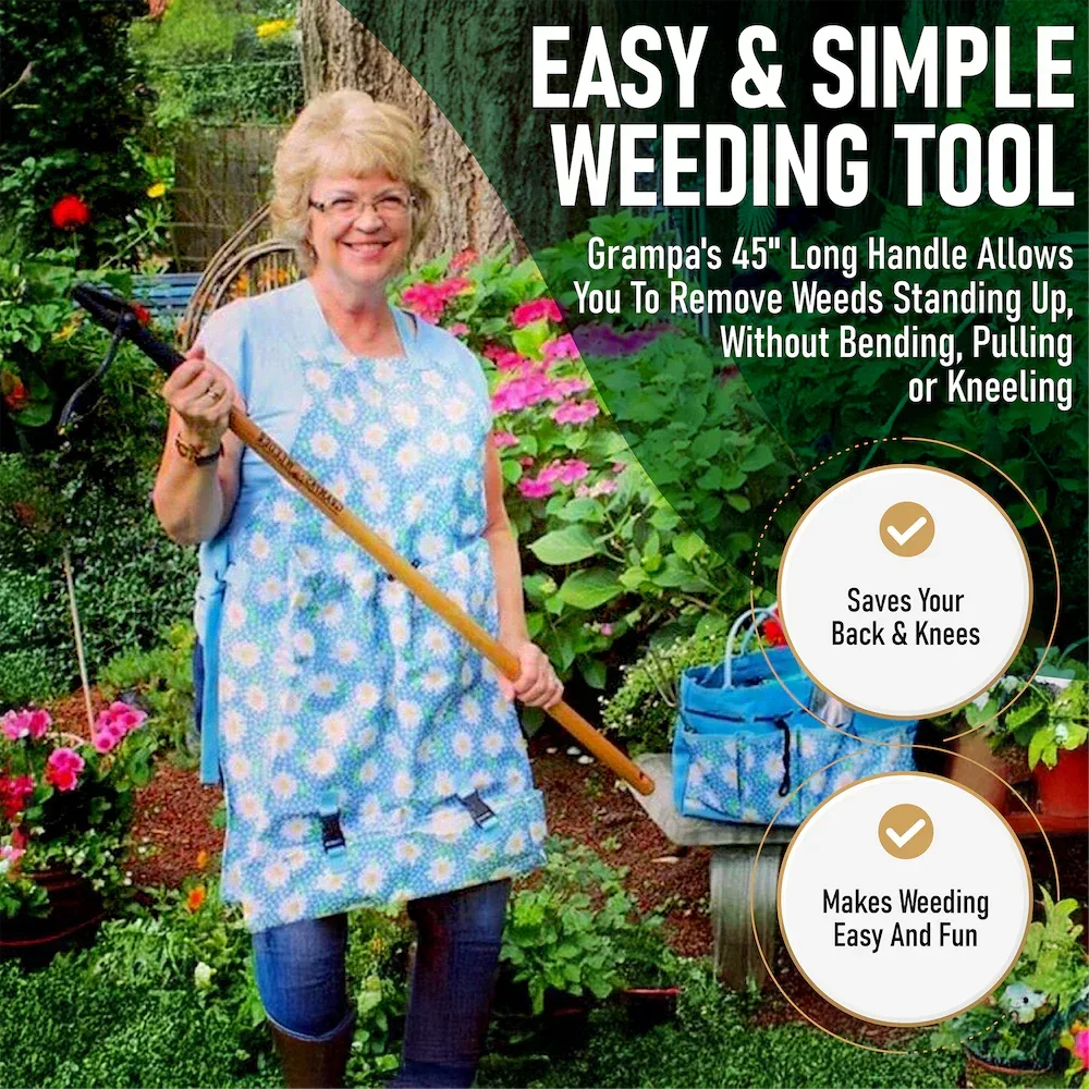 Grampa's Weeder - The Original Stand Up Weed Puller Tool With Long Handle - Made With 4-Claw Steel Head Design - Easily Remove Weeds Without Bending, Pulling, or Kneeling - Image 3