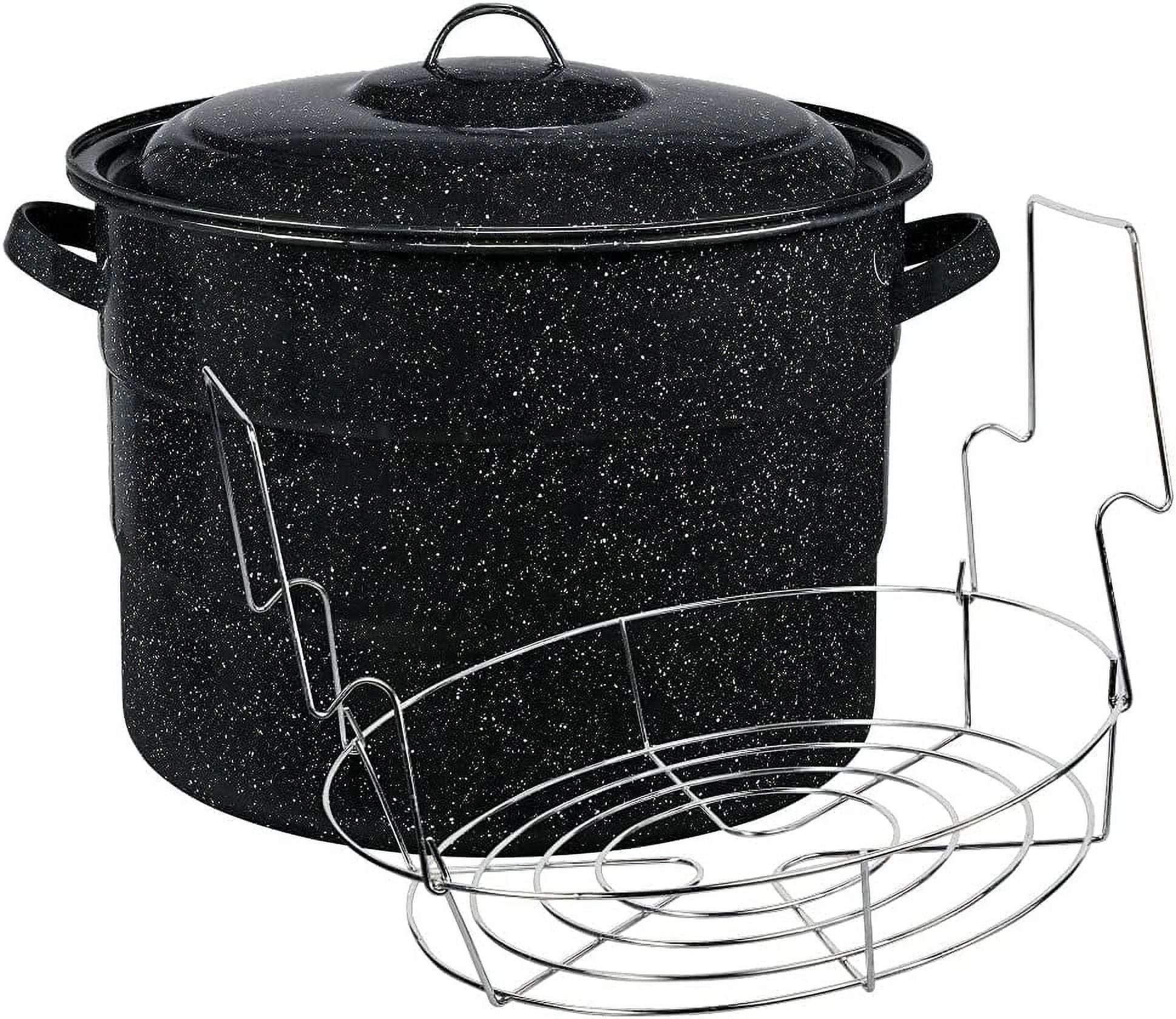 Granite Ware 21.5 Quart Water Bath Canner, Large Enamel Canning Pot with Rack, Canning Supplies for Jam, Salsa and Pickles