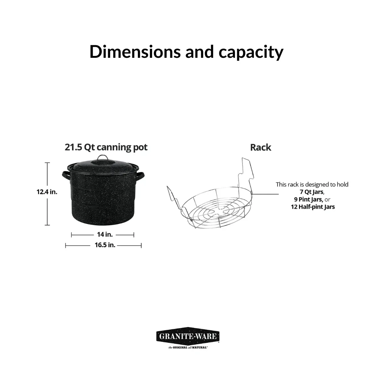 Granite Ware 21.5 Quart Water Bath Canner, Large Enamel Canning Pot with Rack, Canning Supplies for Jam, Salsa and Pickles - Image 5