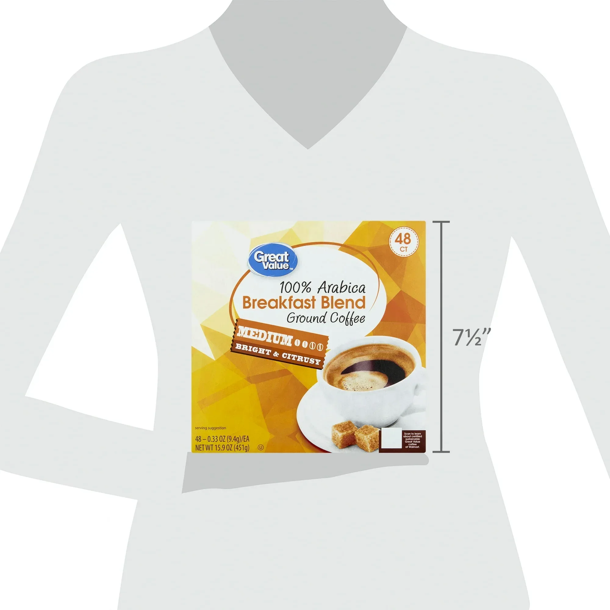 Great Value 100% Arabica Breakfast Blend Medium Roast Ground Coffee Pods, 48 Ct - Image 7