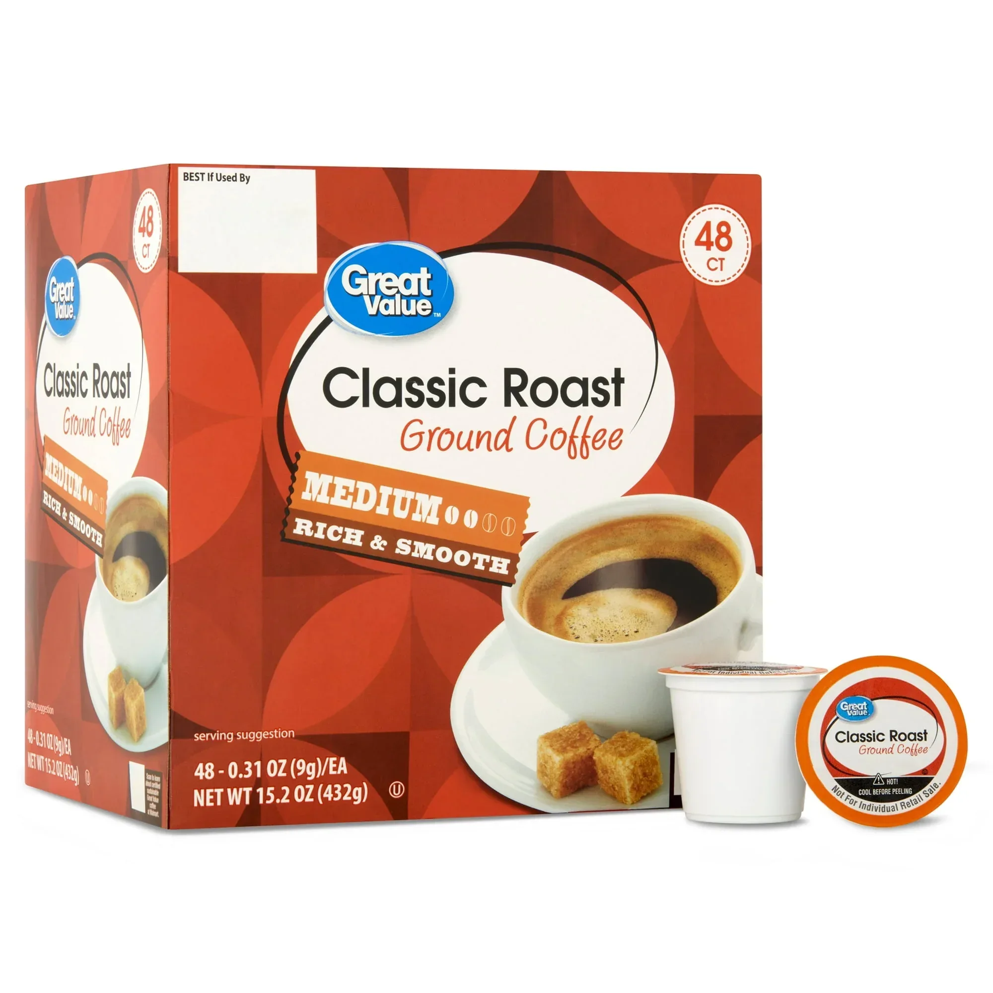 Great Value 100% Arabica Breakfast Blend Medium Roast Ground Coffee Pods, 48 Ct - Image 8