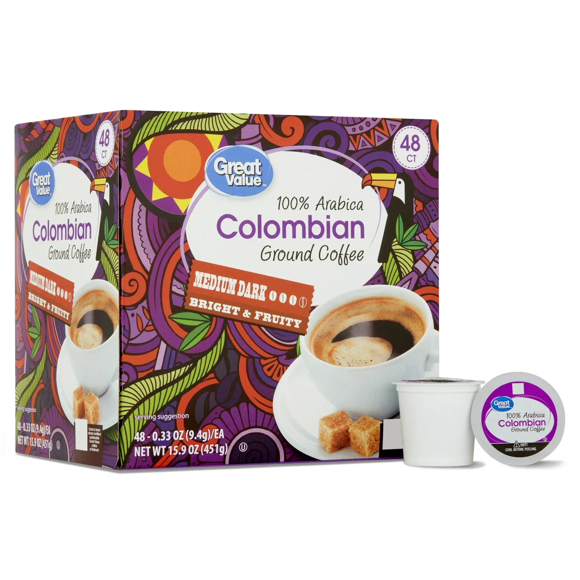 Great Value 100% Arabica Breakfast Blend Medium Roast Ground Coffee Pods, 48 Ct - Image 9