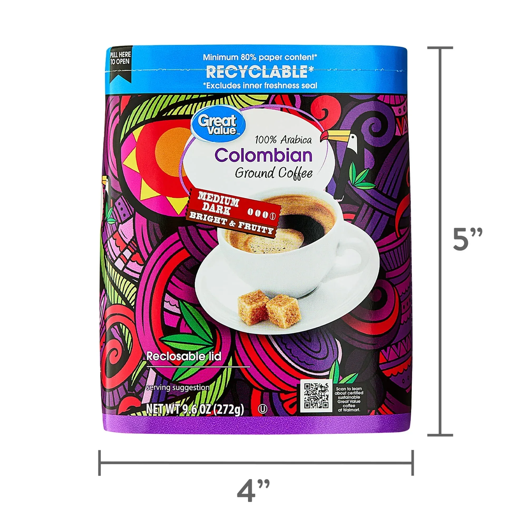 Great Value Colombian Medium Dark Roast Ground Coffee, 9.6 oz - Image 6