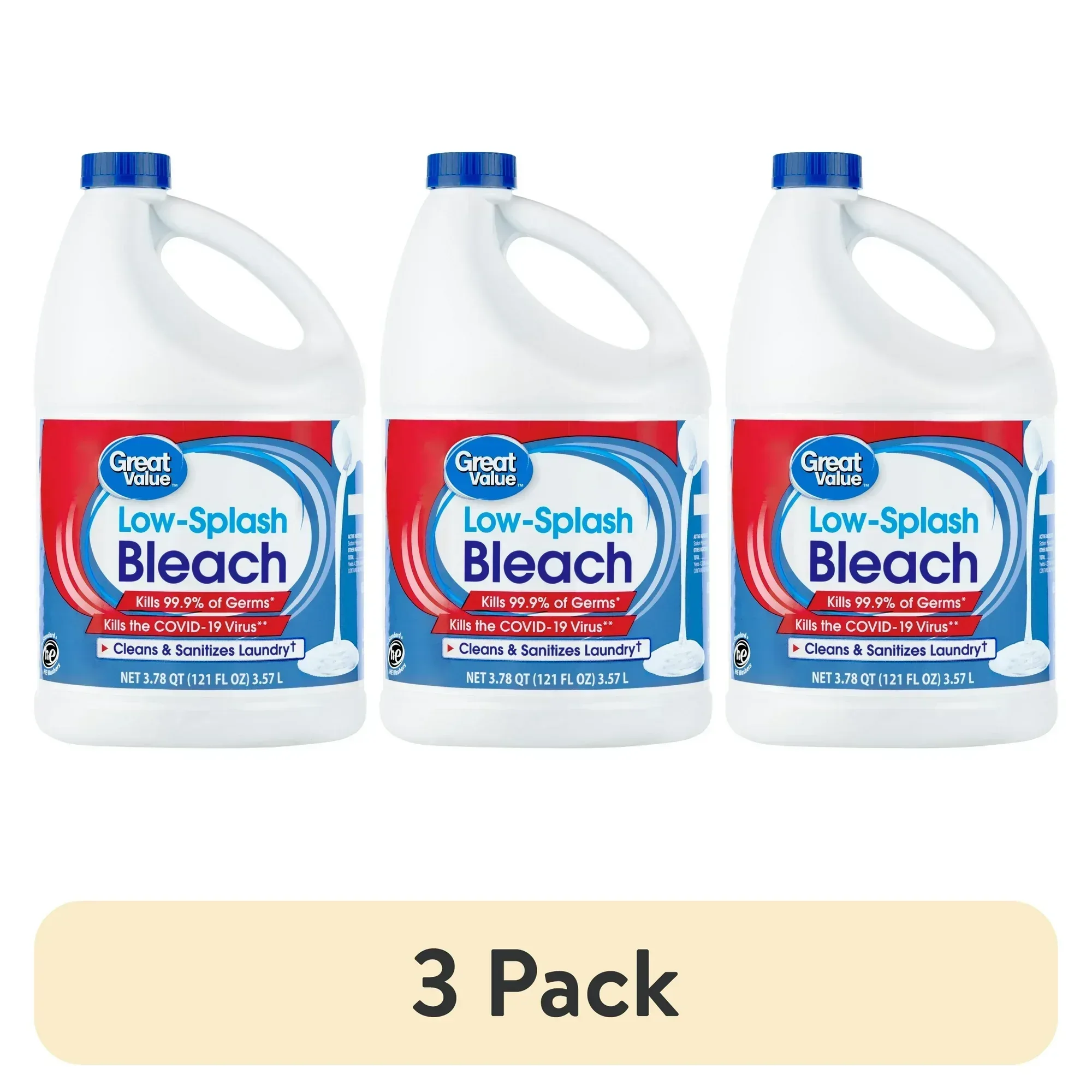 Great Value Concentrated Low Splash Bleach Regular, 121 floz - Image 3