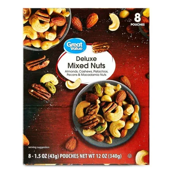 Great Value Deluxe Mixed Nuts, 1.5 oz, 8 Count