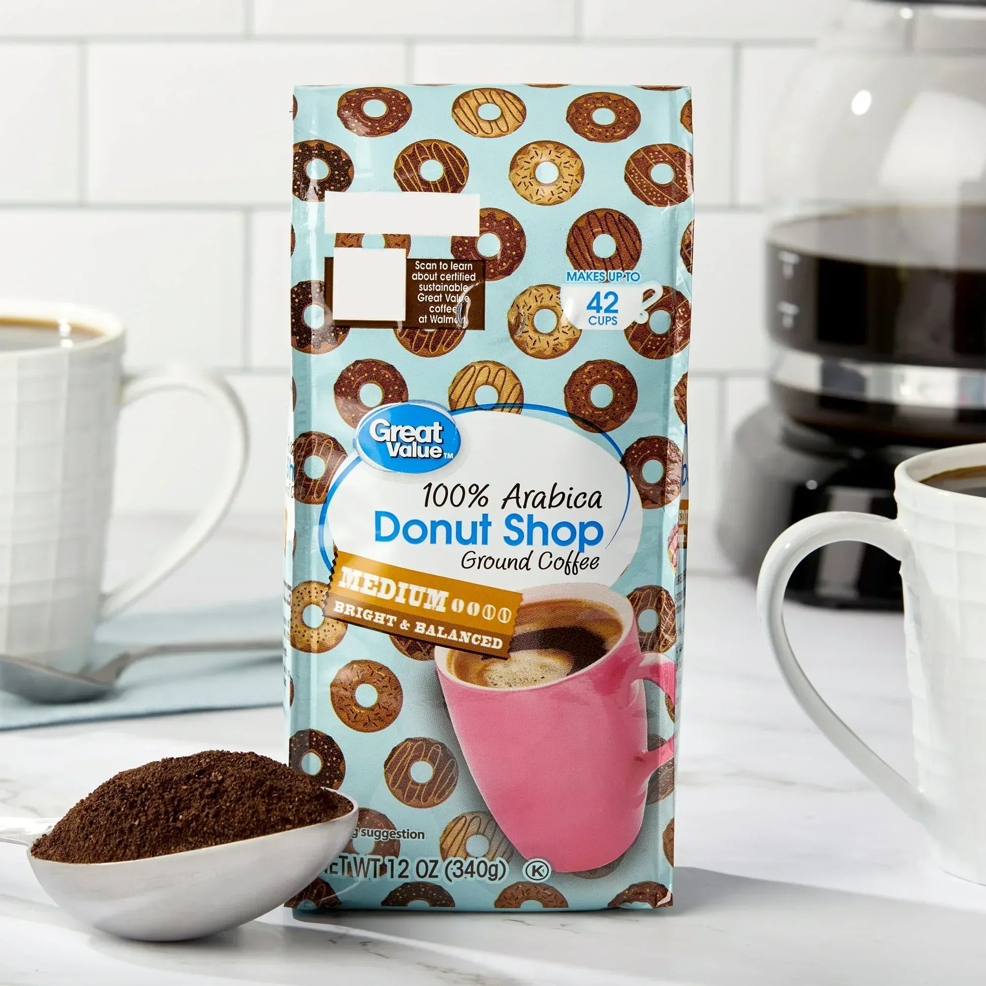 Great Value Donut Shop, 100% Arabica, Medium Roast, Ground Coffee, 12 oz - Image 3