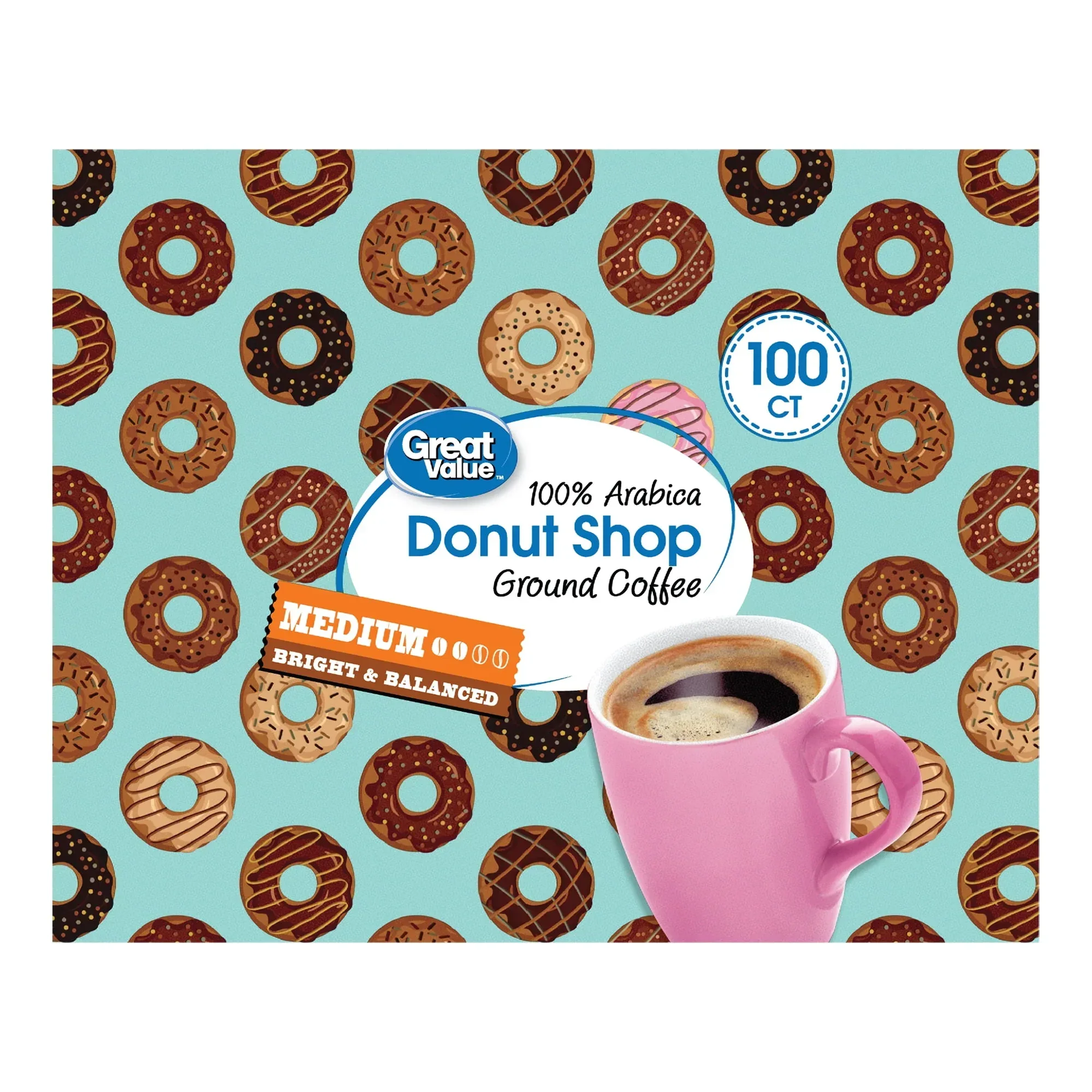Great Value Donut Shop 100% Arabica Medium Roast Ground Coffee Pods, 38.4oz, 100 Count - Image 7