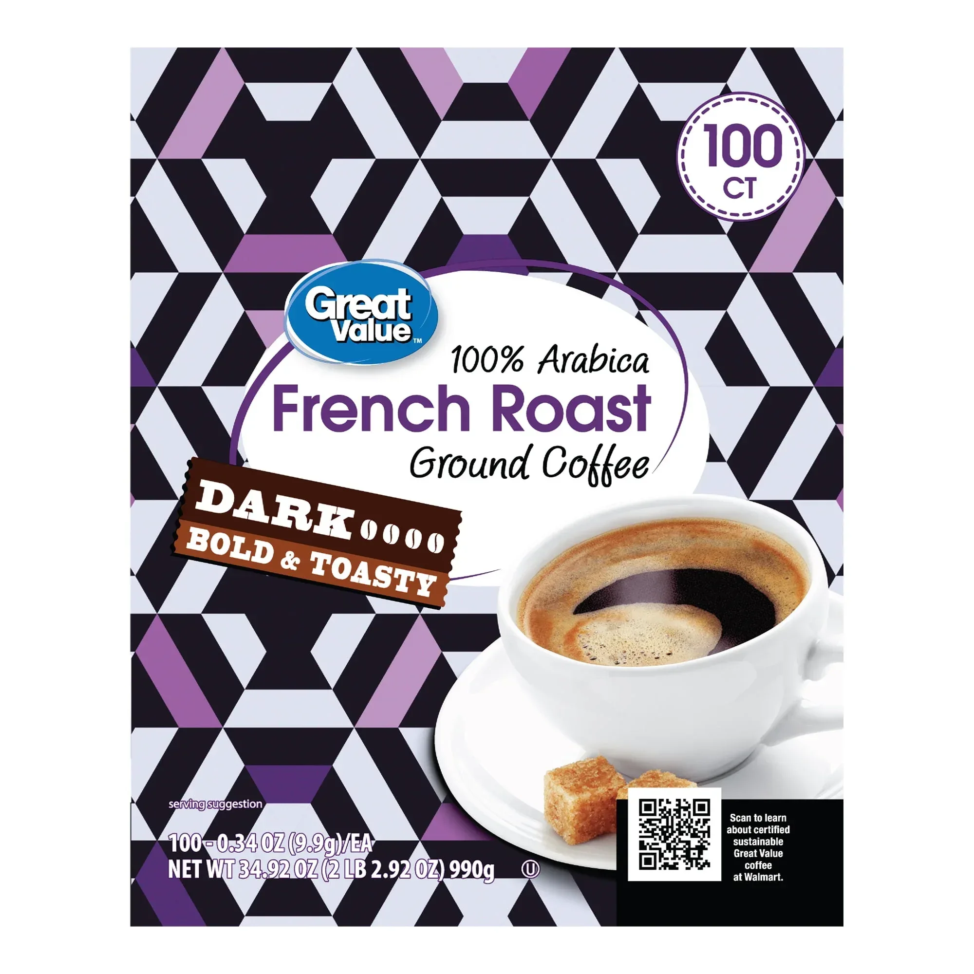 Great Value Donut Shop 100% Arabica Medium Roast Ground Coffee Pods, 38.4oz, 100 Count - Image 8