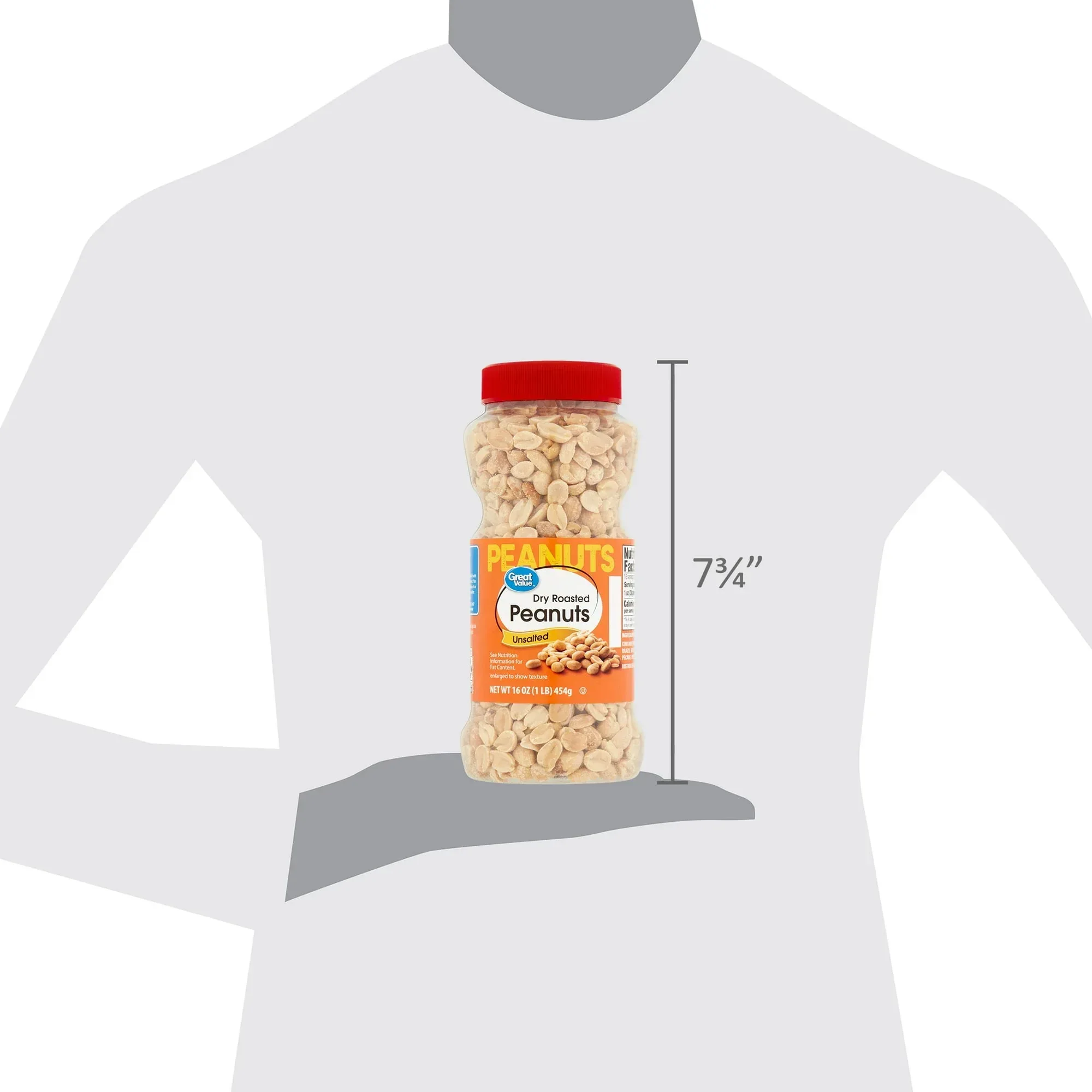Great Value Dry Roasted and Unsalted Peanuts, 16 oz, Jar - Image 6