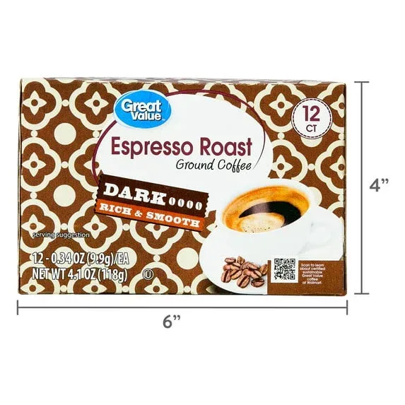 Great Value Espresso, Dark Roast Coffee Pods, 12 Count - Image 2