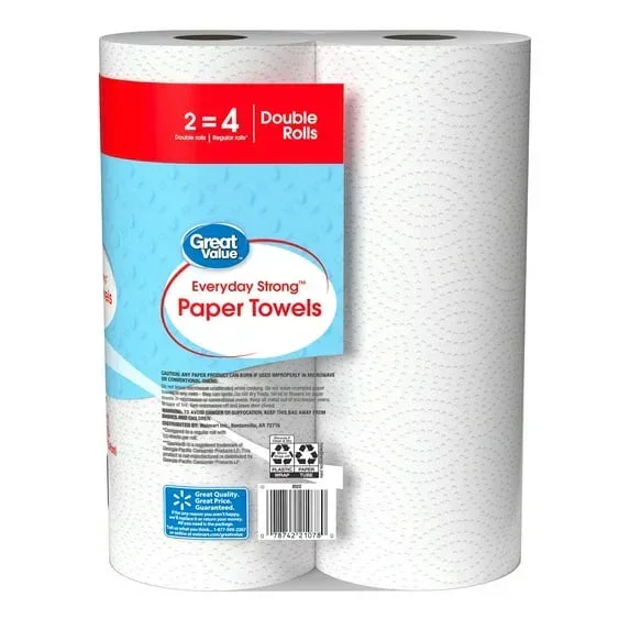 Great Value Everyday Strong Paper Towels, Split Sheets, 2 Double Rolls, Compare to Sparkle® - Image 5