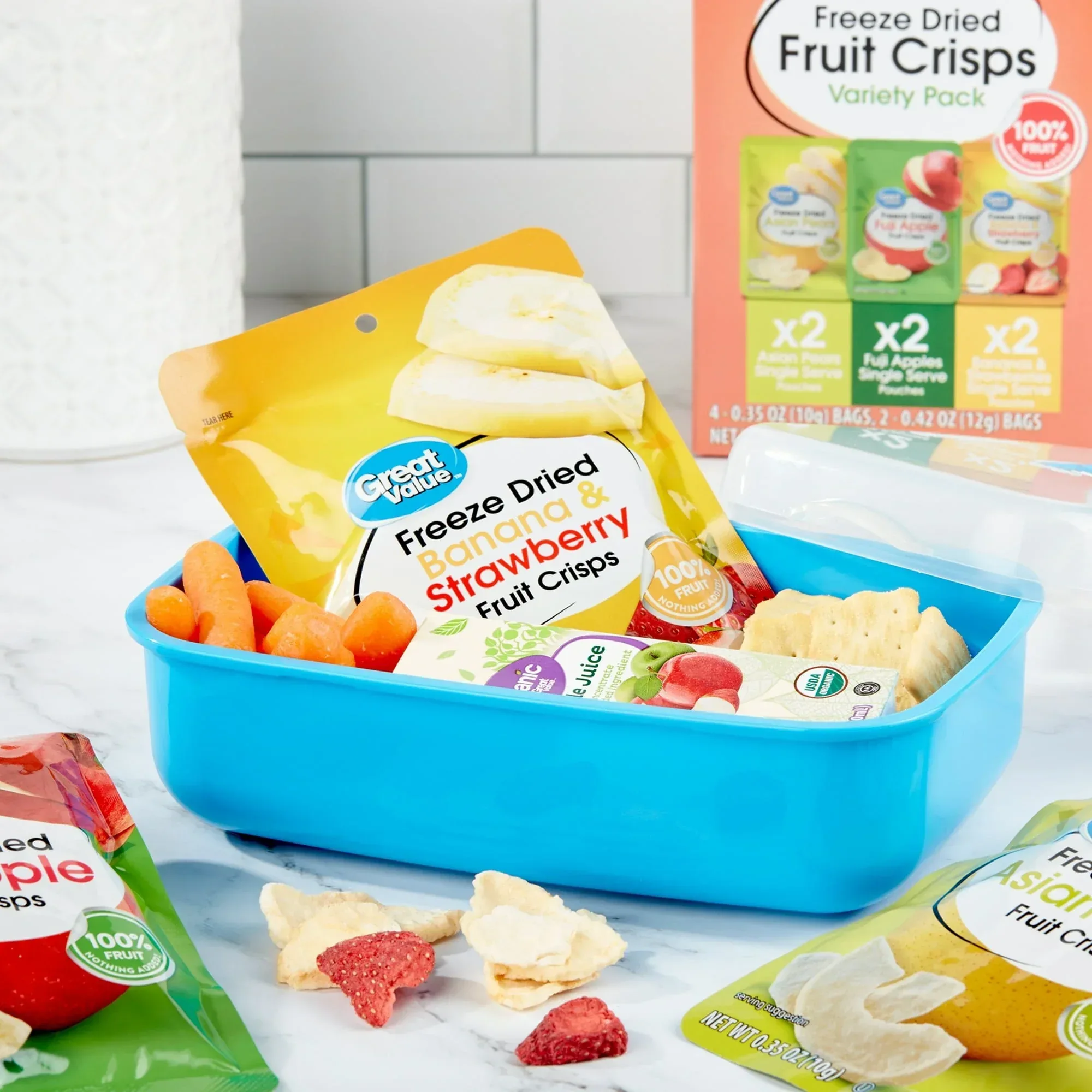Great Value Freeze Dried Fruit Crisps, Variety Pack, 6 Count, 2.26 oz - Image 2