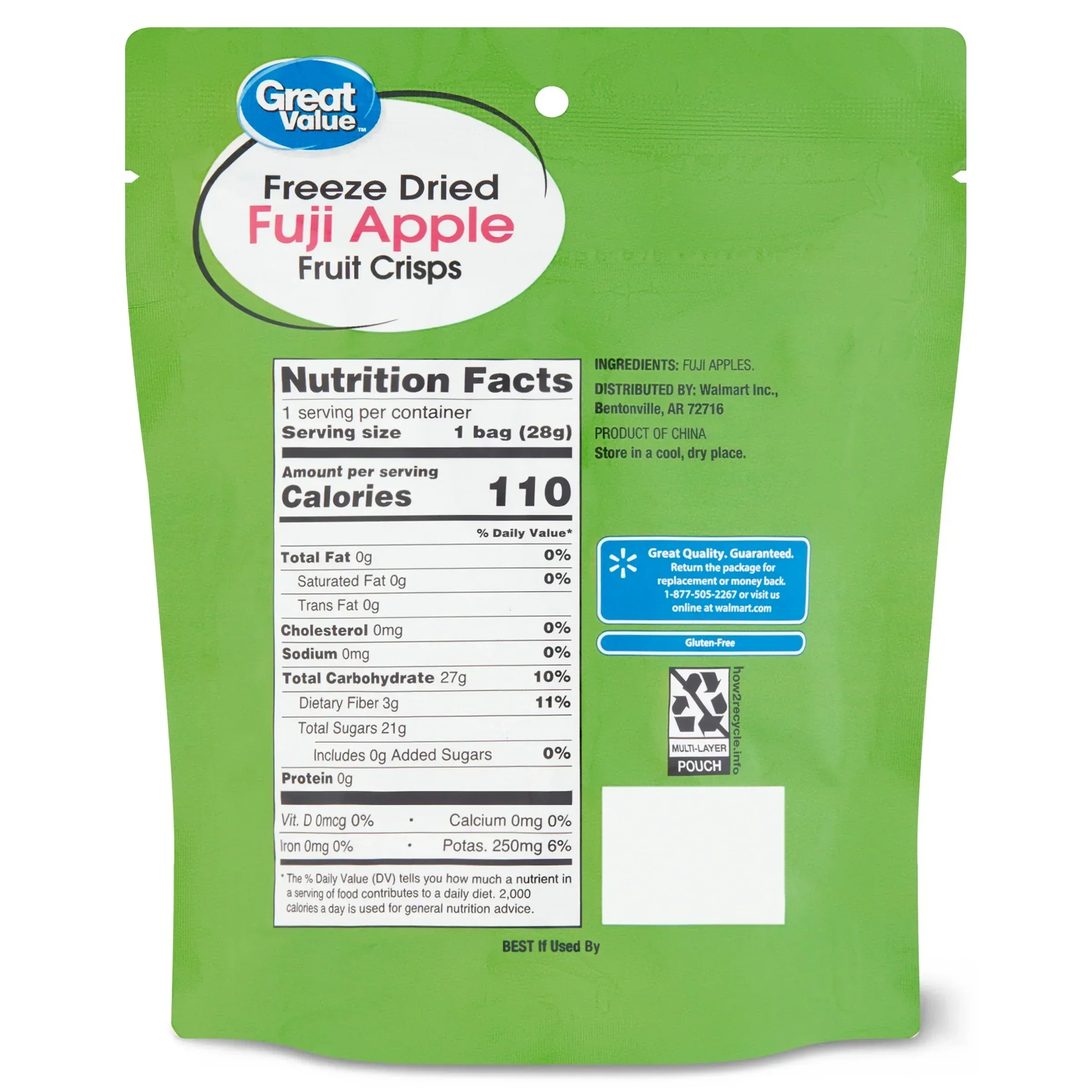 Great Value Freeze Dried Fuji Apple Fruit Crisps, 1 oz - Image 3
