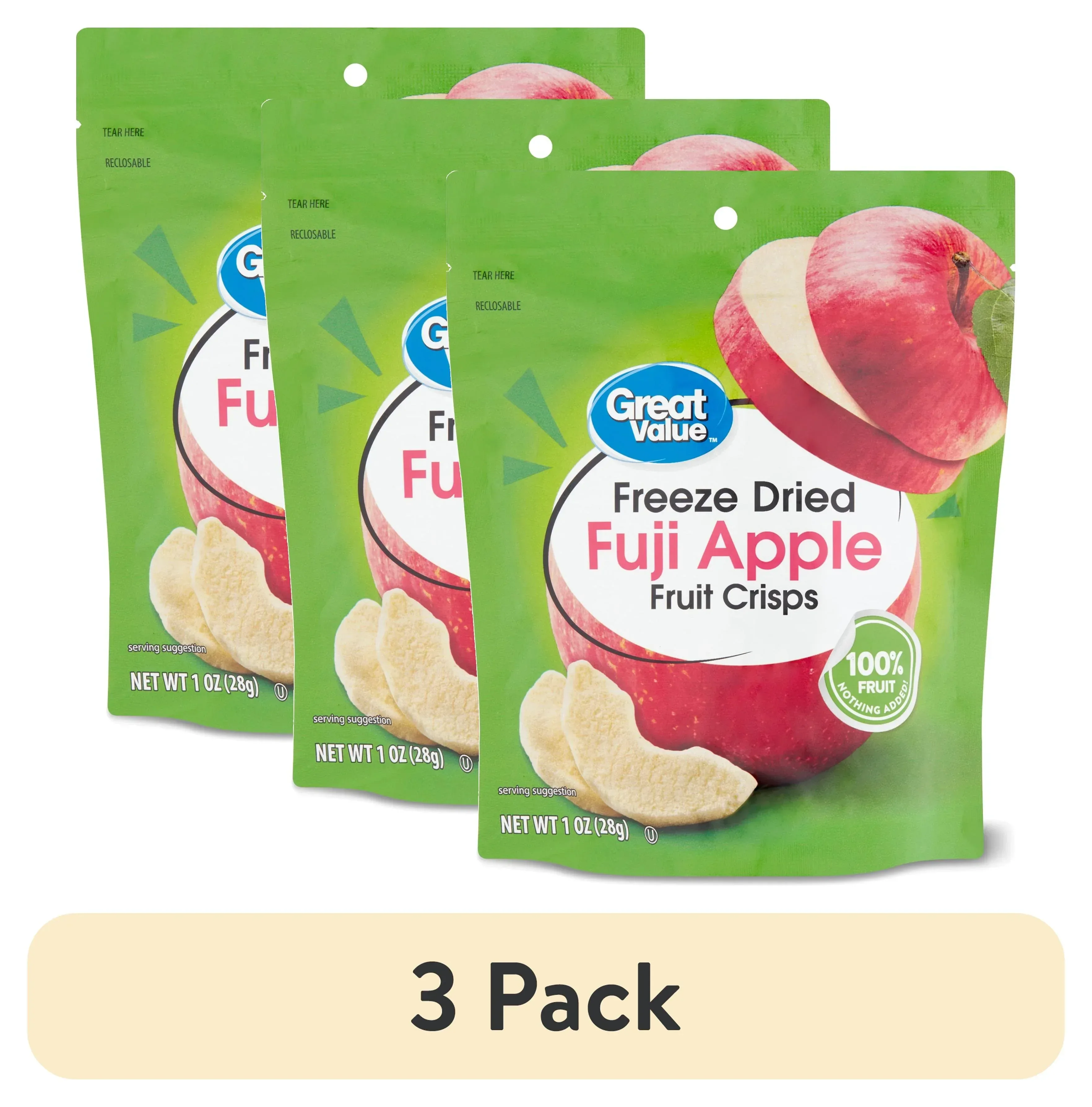Great Value Freeze Dried Fuji Apple Fruit Crisps, 1 oz - Image 6