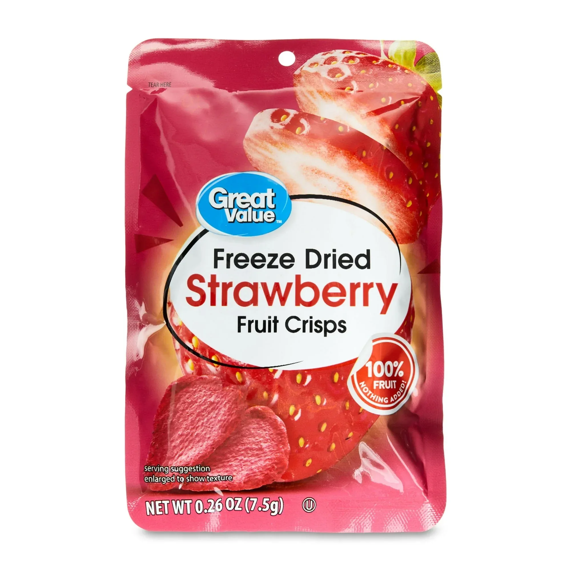 Great Value Freeze Dried Strawberry Fruit Crisps, 0.26 oz, 6 Count - Image 5
