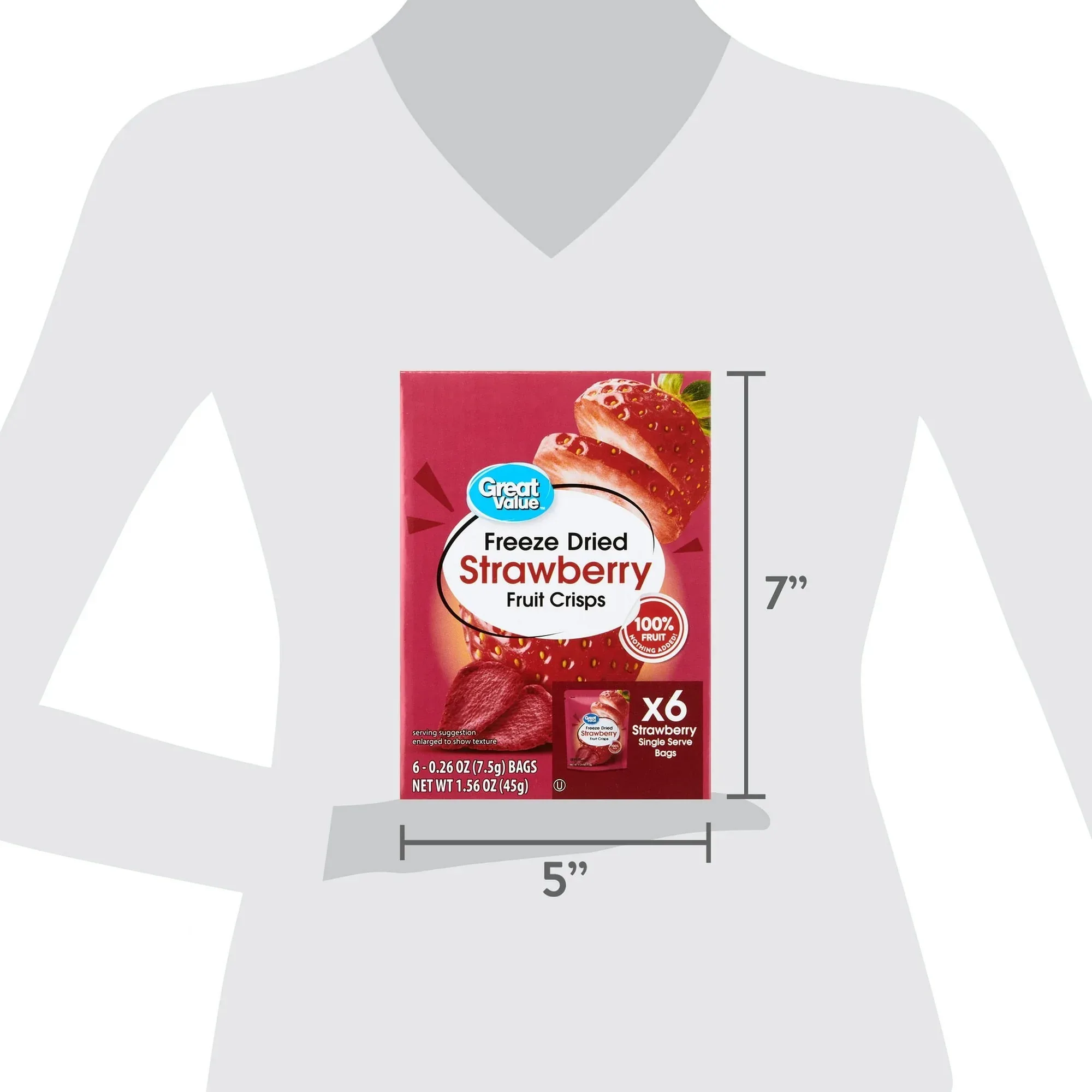 Great Value Freeze Dried Strawberry Fruit Crisps, 0.26 oz, 6 Count - Image 6