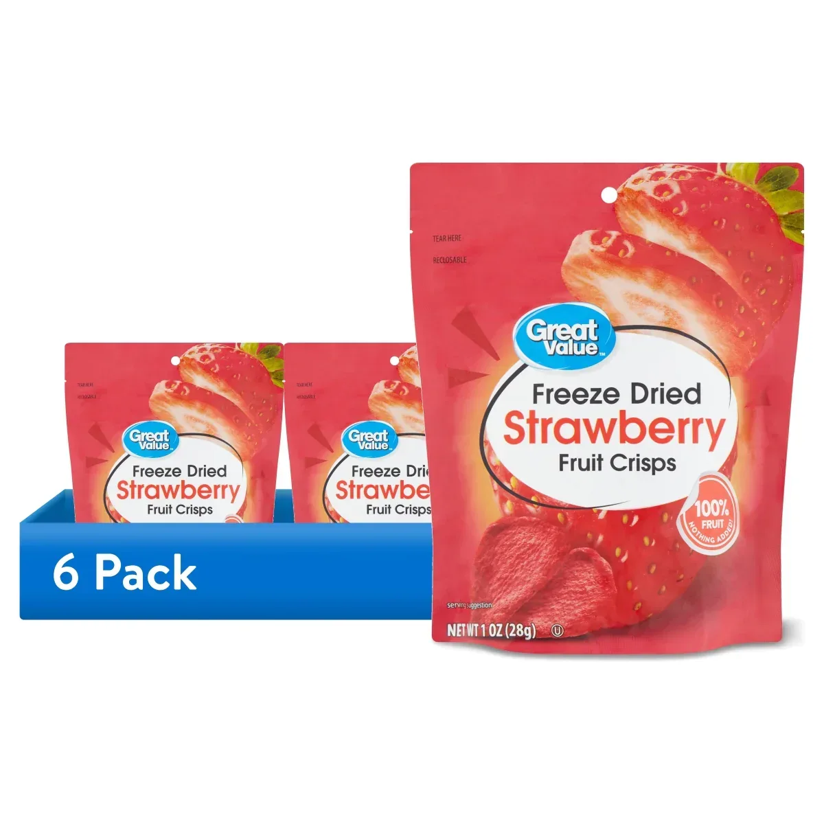Great Value Freeze Dried Strawberry Fruit Crisps, 1 oz - Image 7
