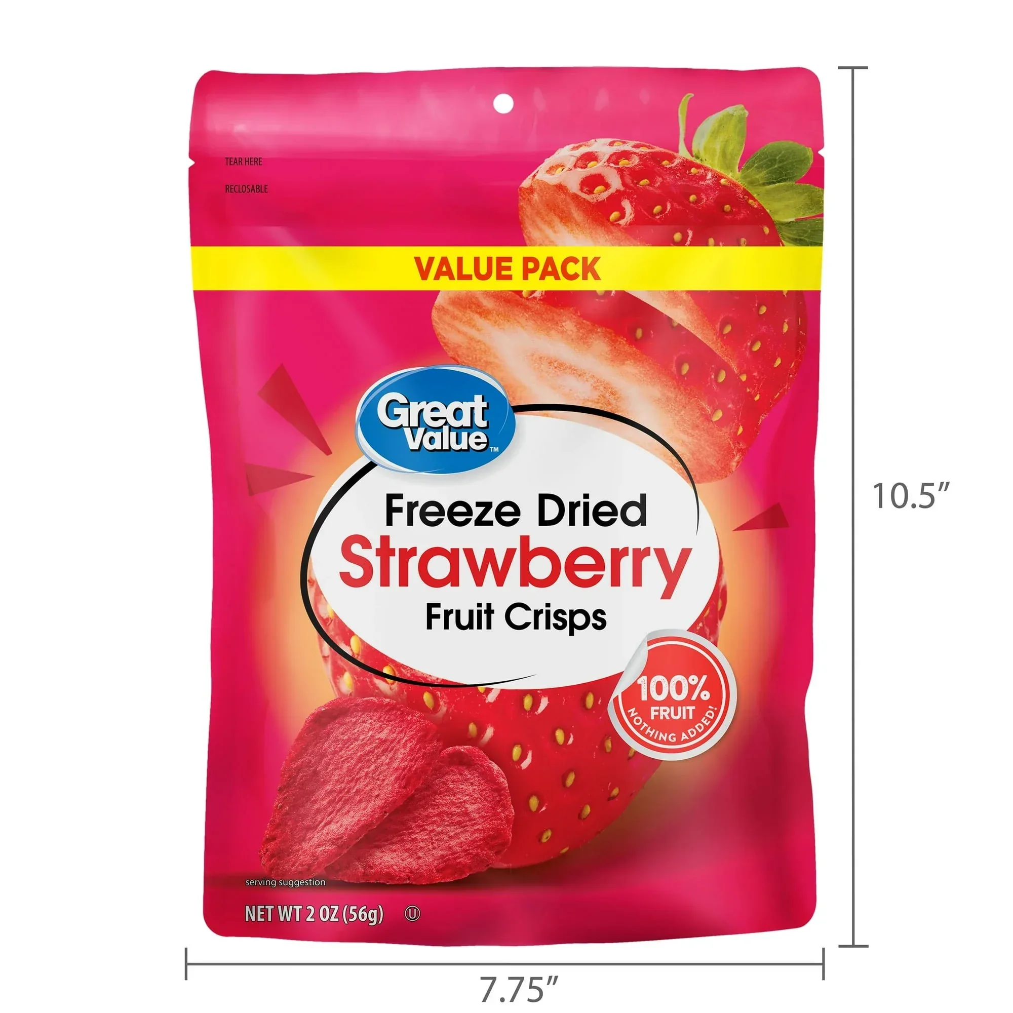 Great Value Freeze Dried Strawberry Fruit Crisps, 2 oz - Image 6