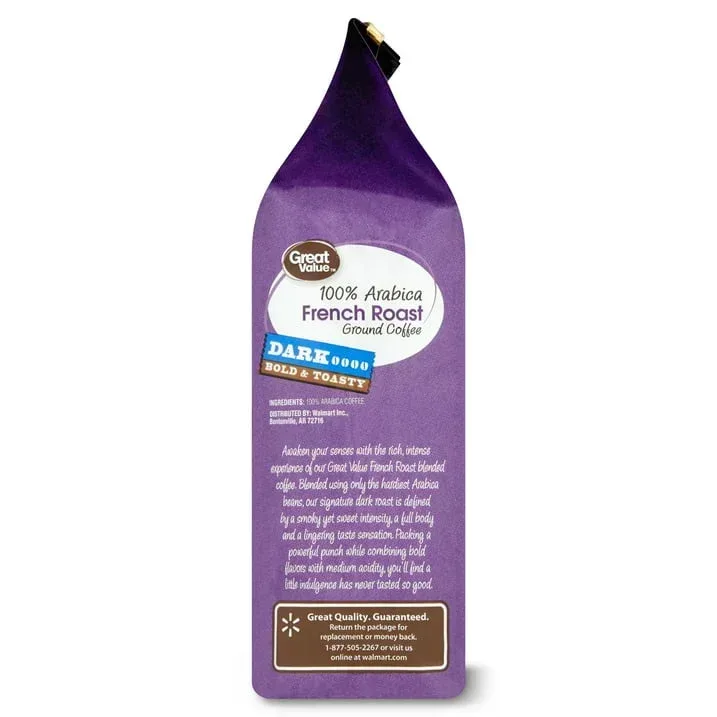 Great Value French Roast Ground, 100% Arabica, Medium Roast, Ground Coffee, 32 oz - Image 4