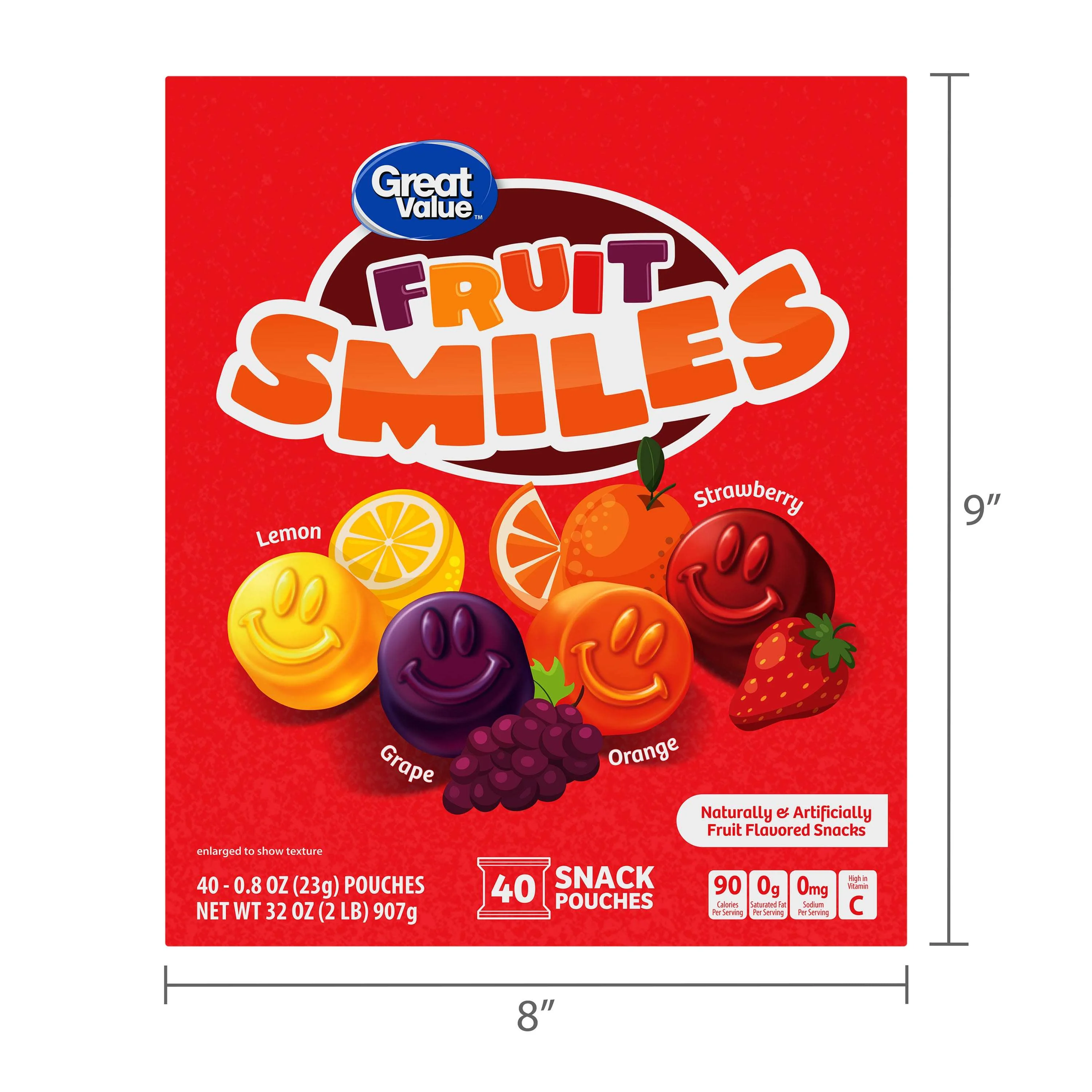 Great Value Fruit Smiles Snacks, Original Flavor, 40 Count - Image 5