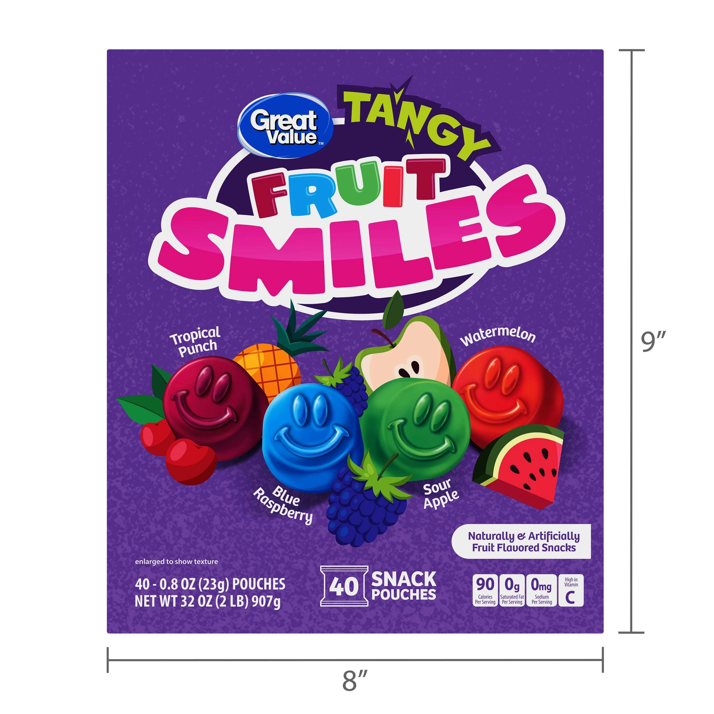 Great Value Fruit Smiles Snacks, Tangy Flavor, 40 Count - Image 4