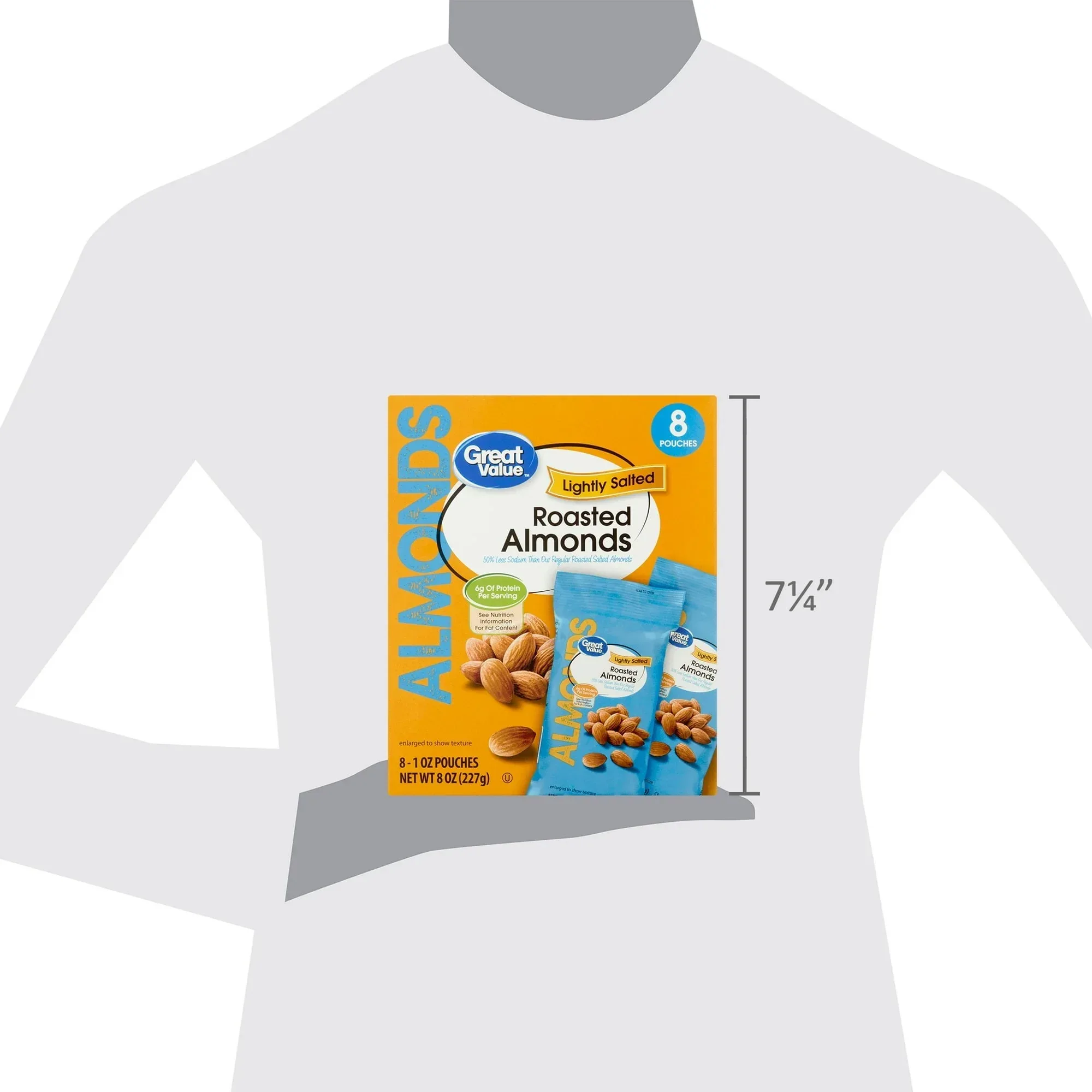 Great Value Lightly Salted Roasted Almonds, 1 oz, 8 Count - Image 6