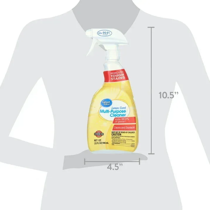 Great Value Multi-Purpose Cleaner, Lemon Scent, 32 FL OZ - Image 3