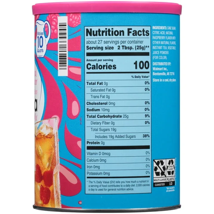 Great Value Natural Raspberry Flavor Iced Tea Drink Mix, 23.6 oz - Image 3