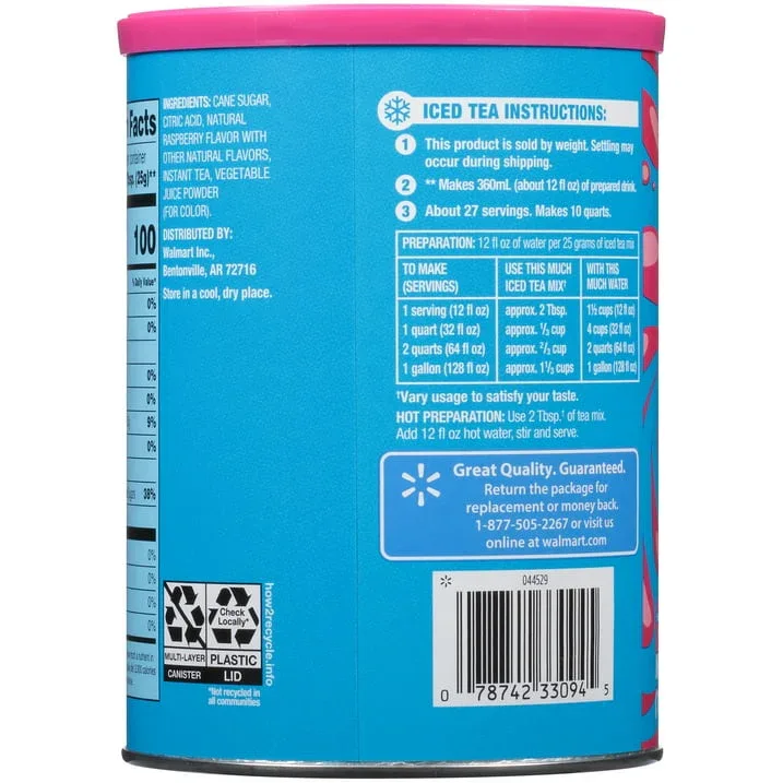 Great Value Natural Raspberry Flavor Iced Tea Drink Mix, 23.6 oz - Image 4