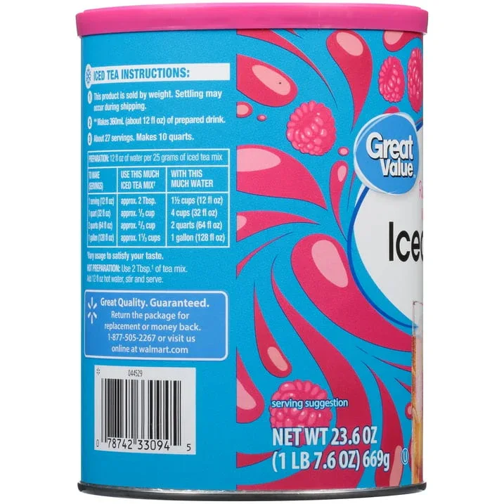 Great Value Natural Raspberry Flavor Iced Tea Drink Mix, 23.6 oz - Image 5