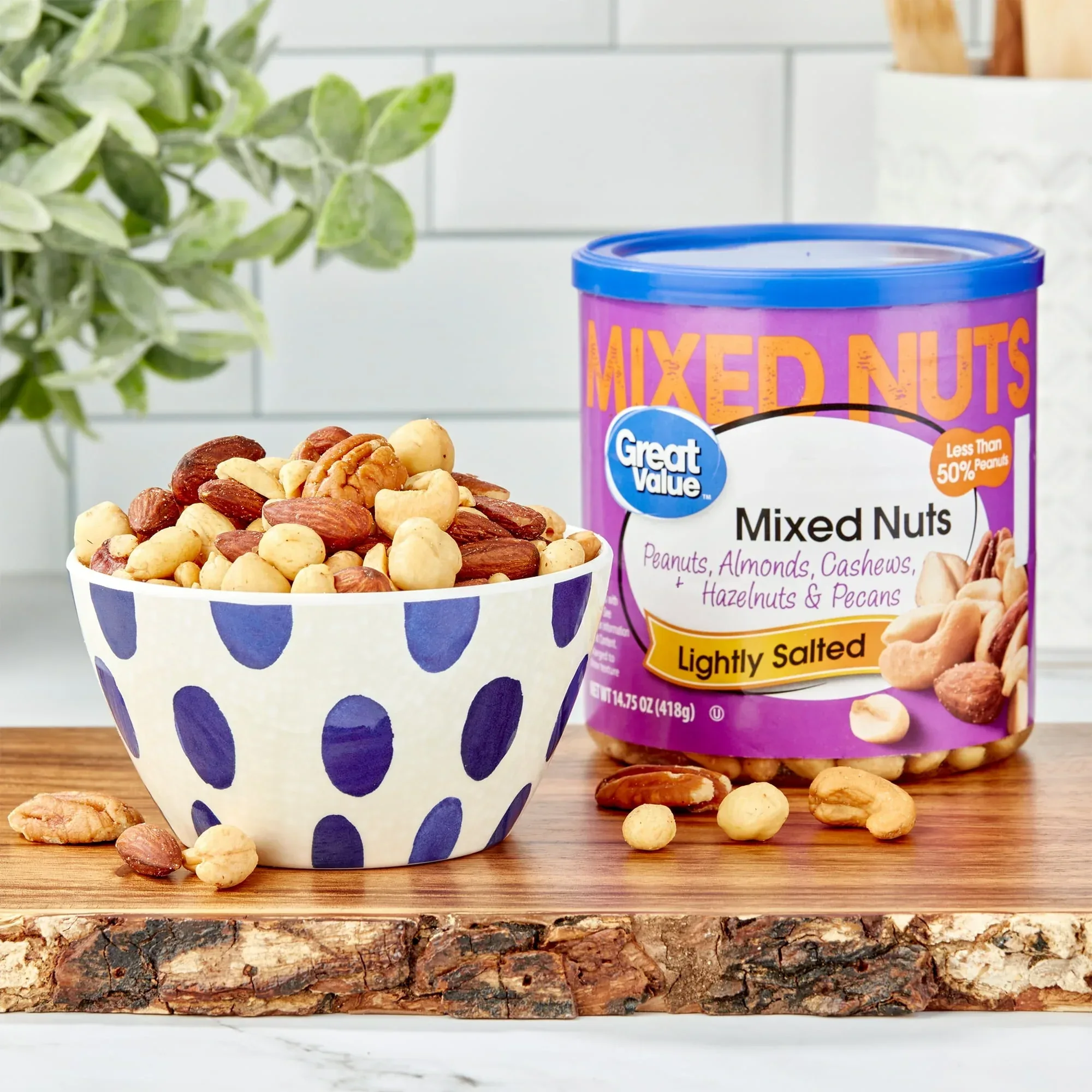 Great Value Roasted & Lightly Salted Mixed Nuts, 14.75 oz - Image 2