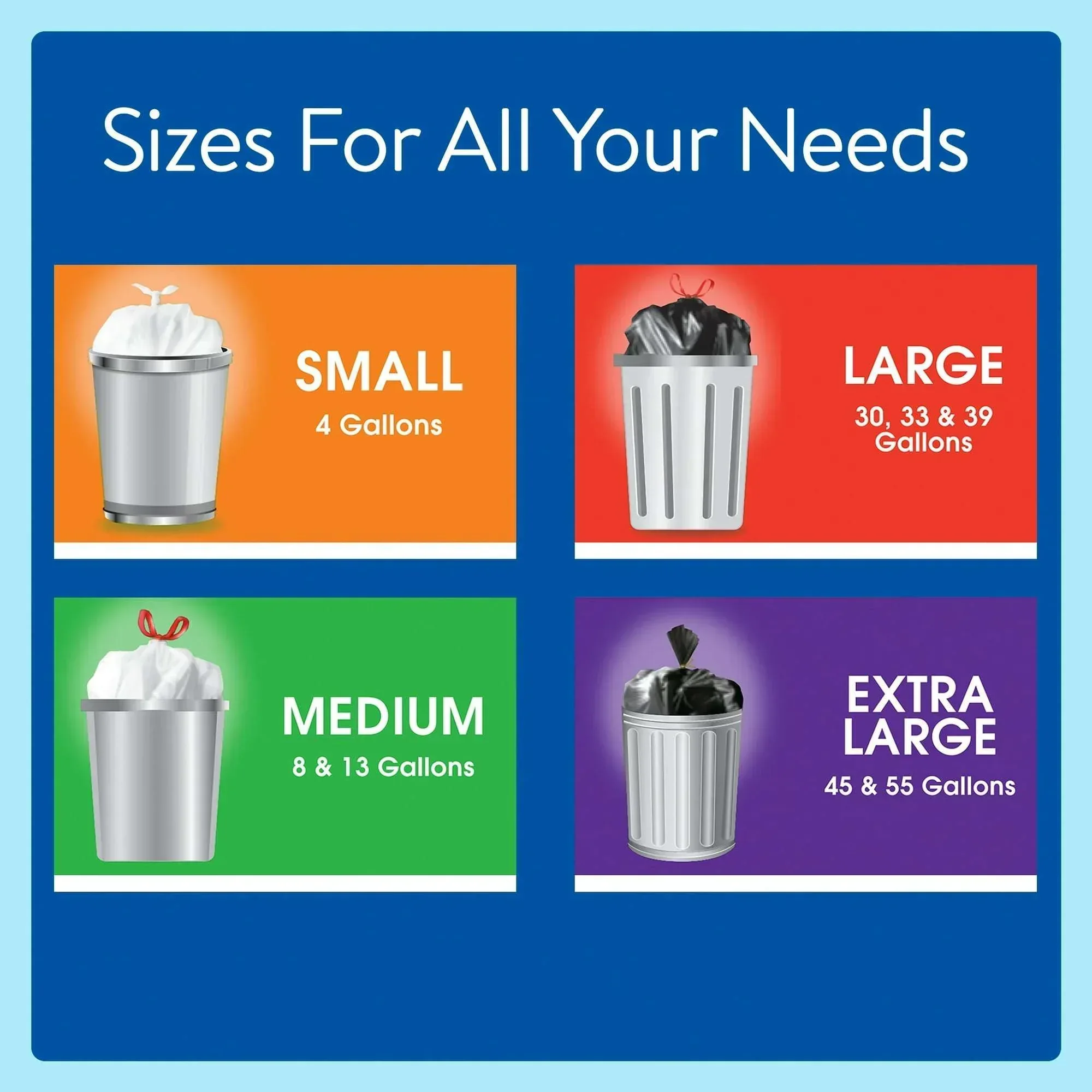 Great Value Sustainable Strong Flex Multi-Purpose Drawstring Bags, 30 Gallon, 40 Count - Image 3